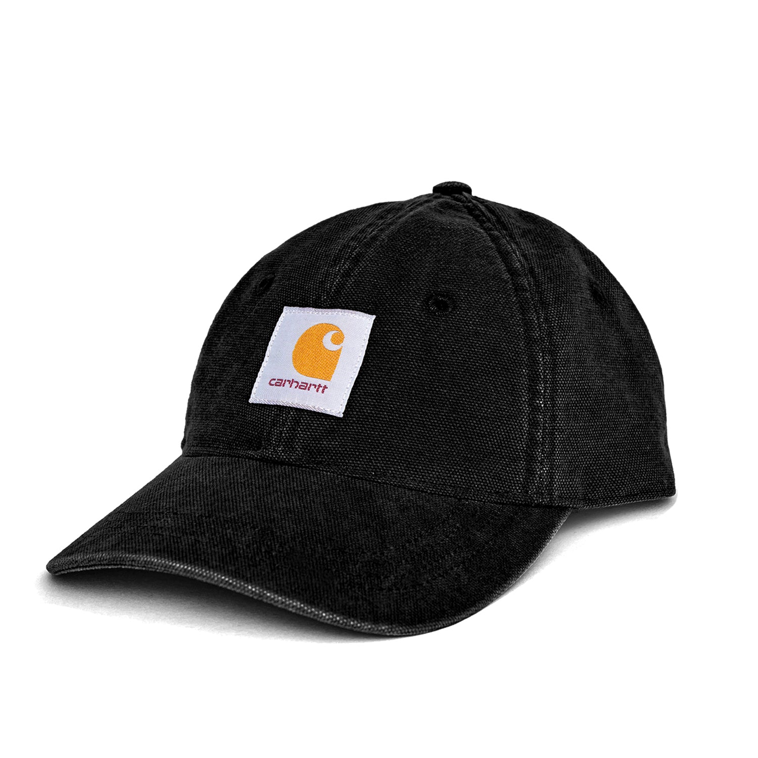 CANVAS 6-PANEL CAP  - Black / White (stone washed)