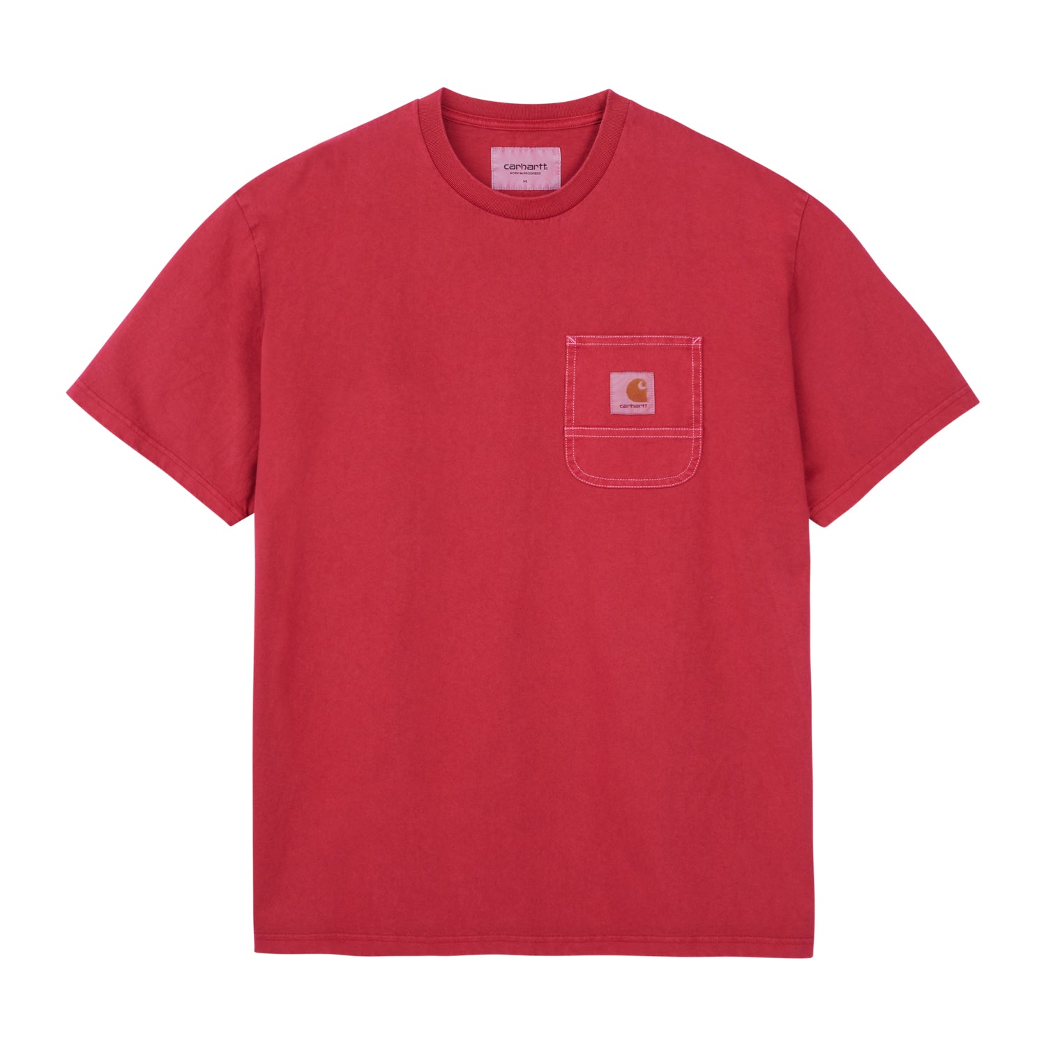 S/S WORK POCKET T-SHIRT - Scarlet / White (pigment garment dyed)