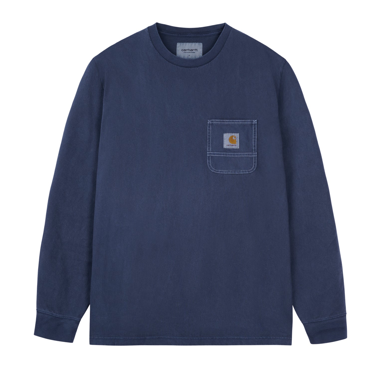 L/S WORK POCKET T-SHIRT - Navy / White (pigment garment dyed)