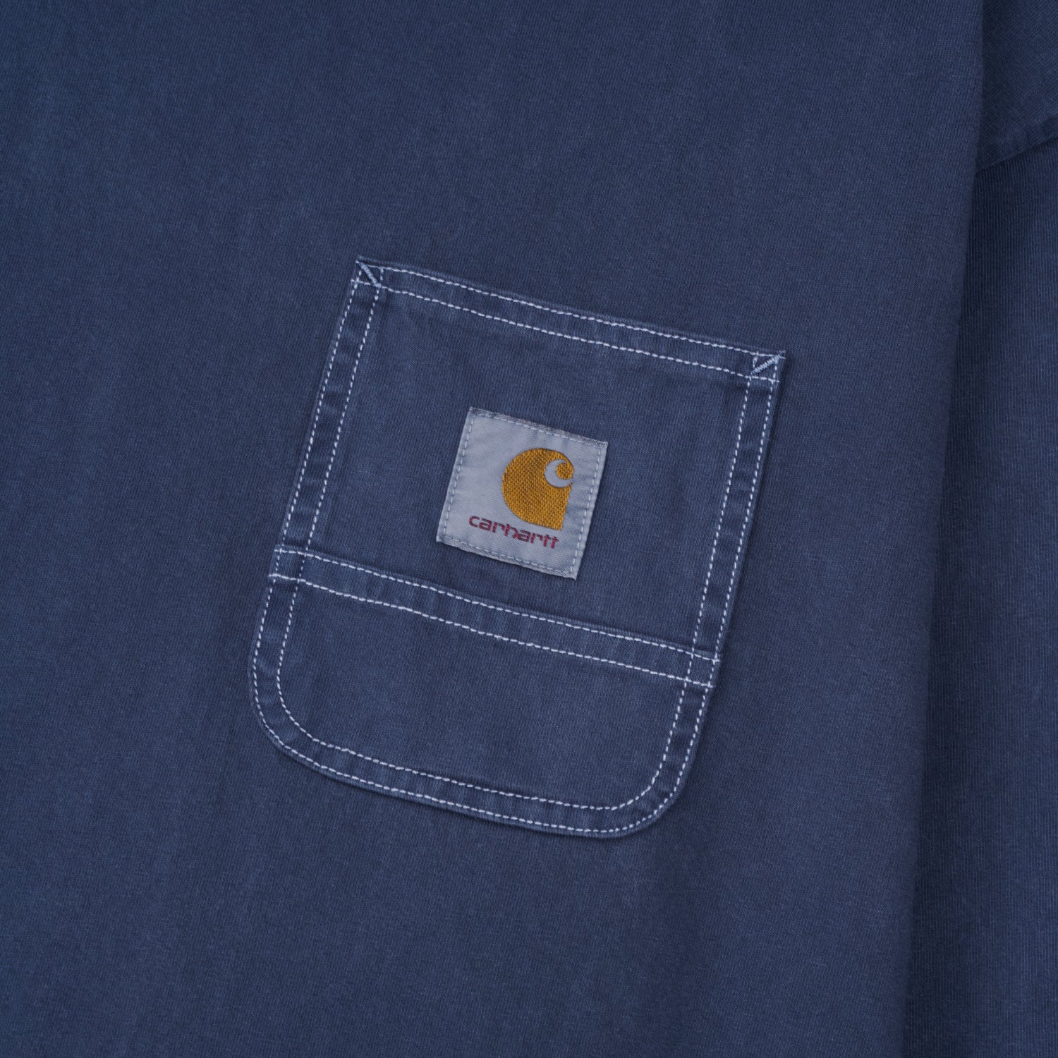 L/S WORK POCKET T-SHIRT - Navy / White (pigment garment dyed)