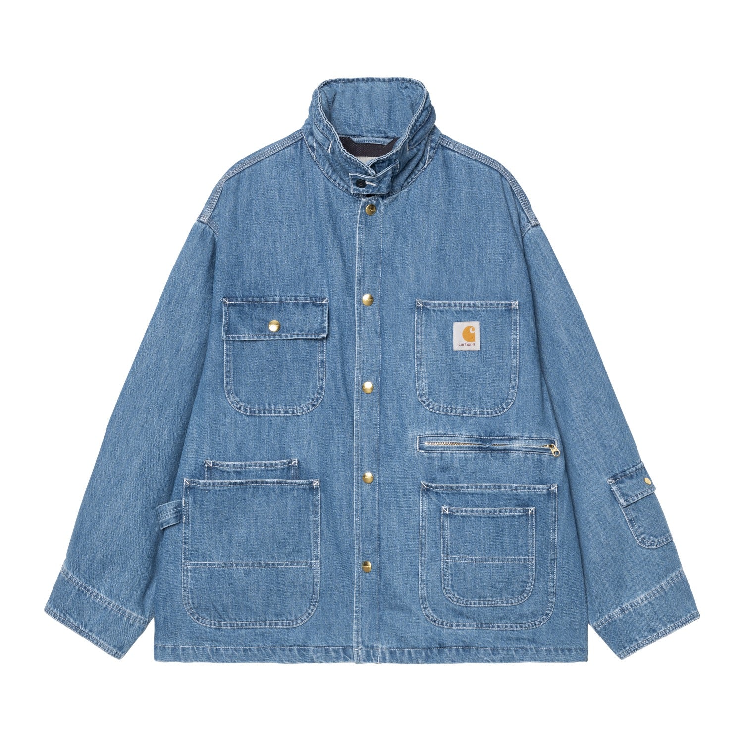 INVINCIBLE DENIM CHORE COAT MAX - Blue (stone washed)