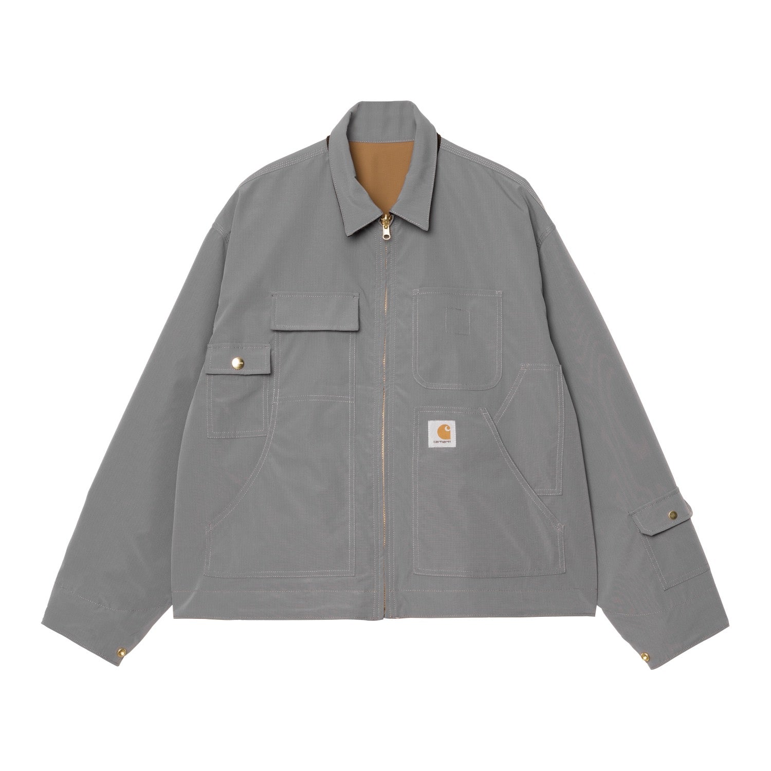 INVINCIBLE REVERSIBLE DETROIT JACKET MAX - Hamilton Brown / Wolf Grey