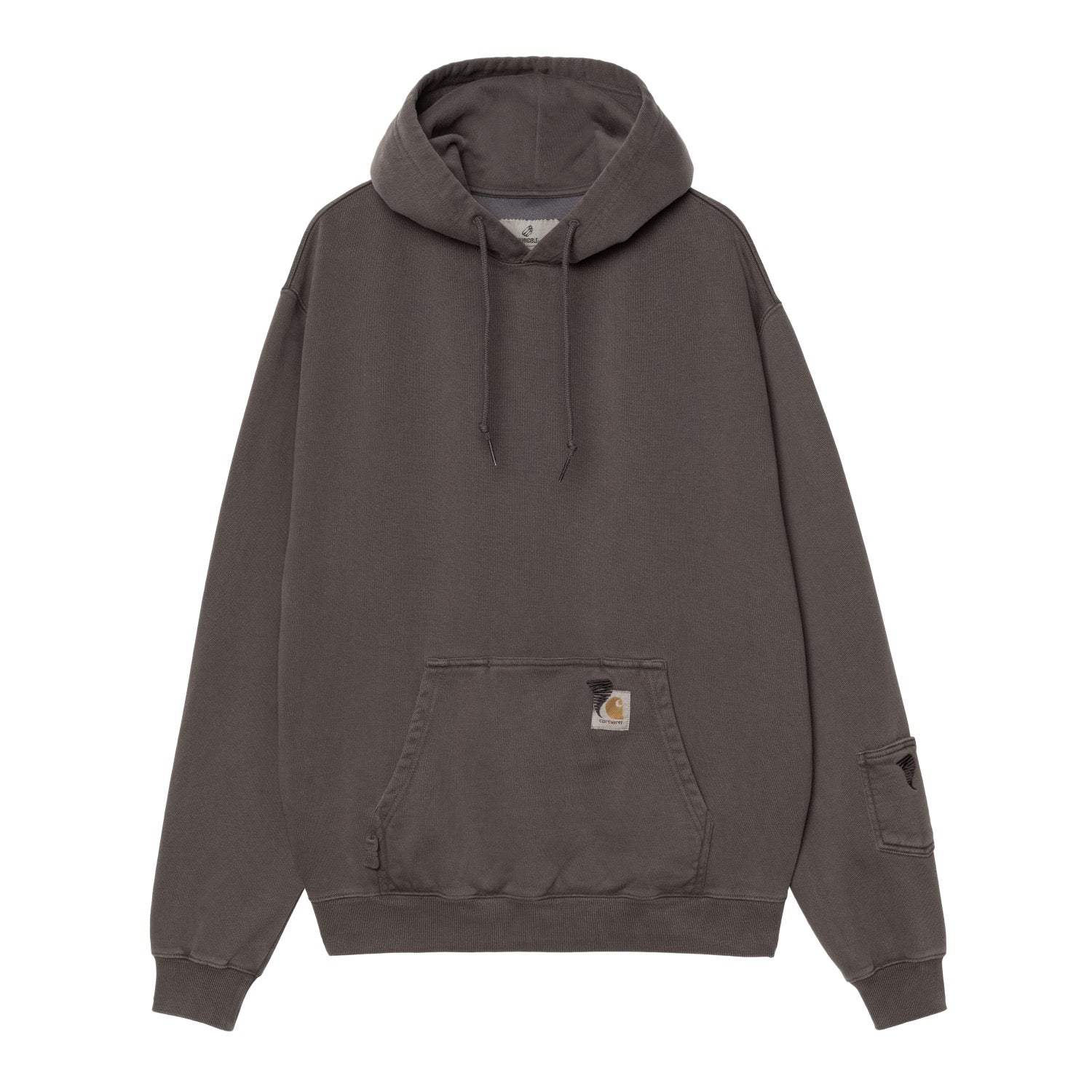 INVINCIBLE HOODED PIGMENT DYED SWEAT - Soot pigment (garment dyed)