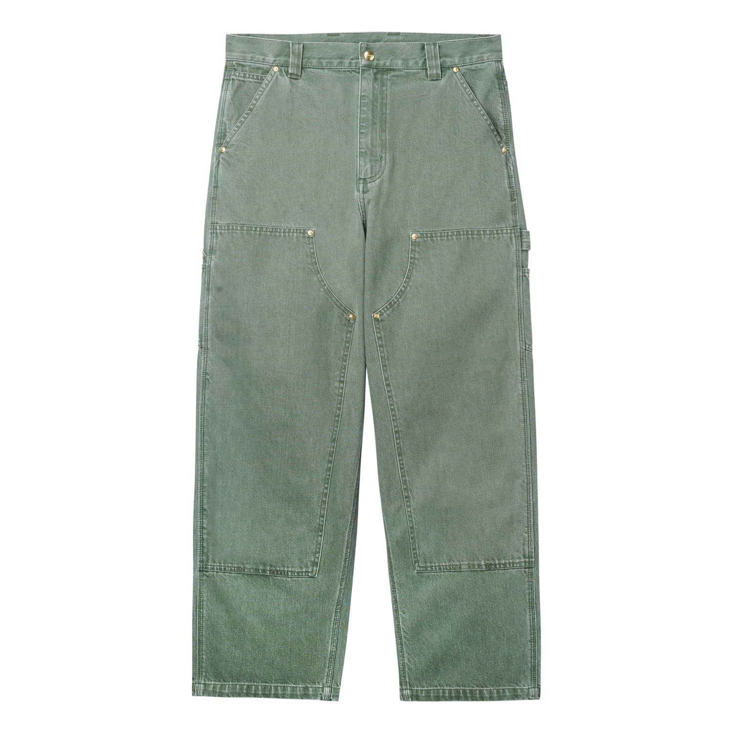 NASH DOUBLE KNEE PANT - Army Green (enzyme bleach washed)