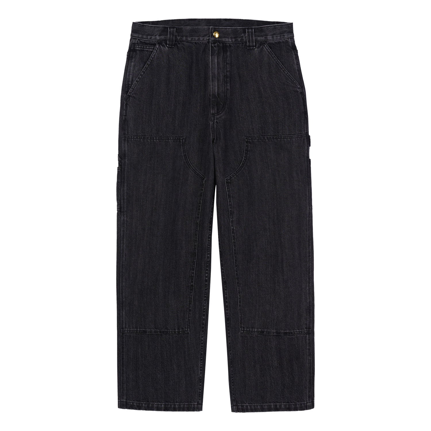 Ethan Double Knee Pant - Black enzyme bleach washed