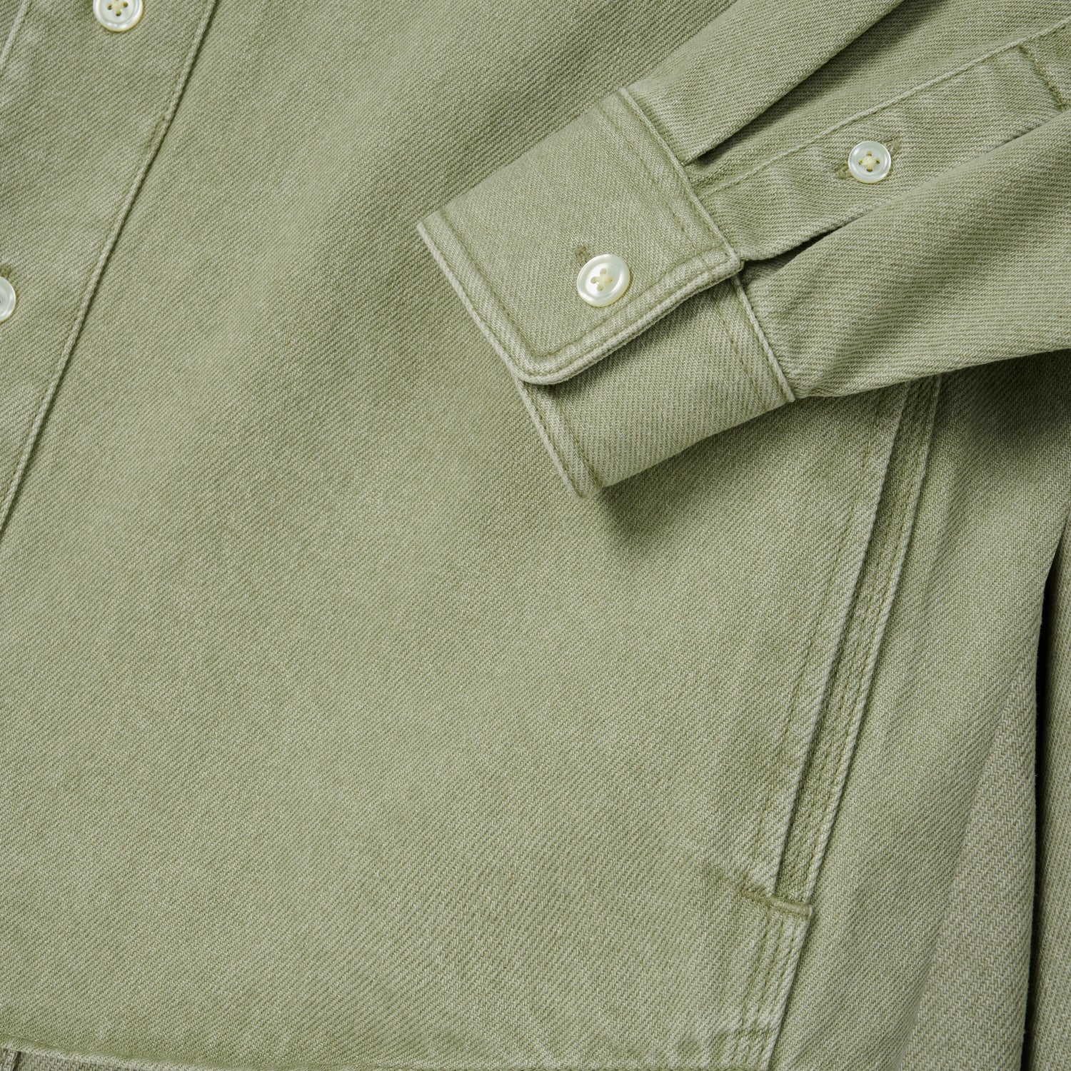 L/S Ethan Shirt - Light Thyme, Enzyme stone wshed 3