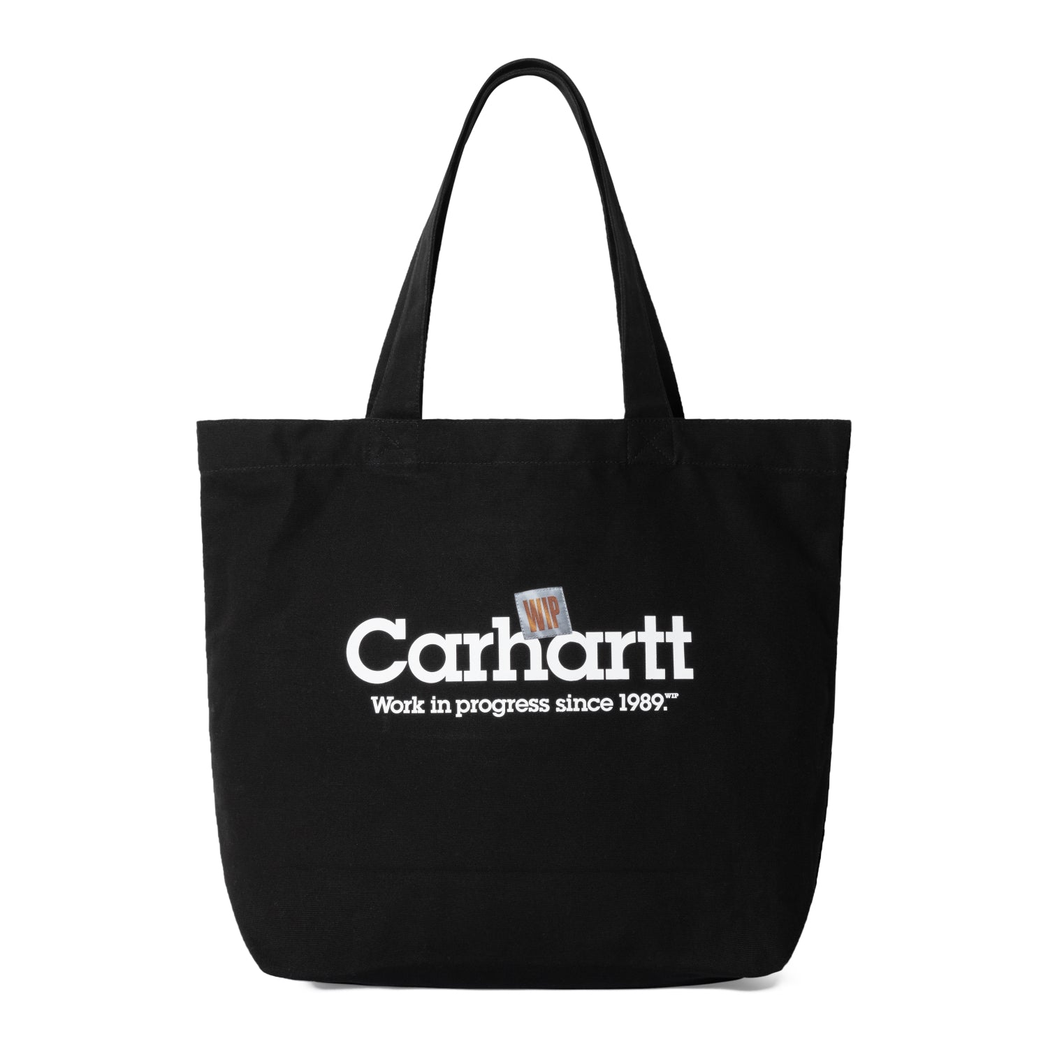 CANVAS GRAPHIC TOTE LARGE - Label Script Print, Black