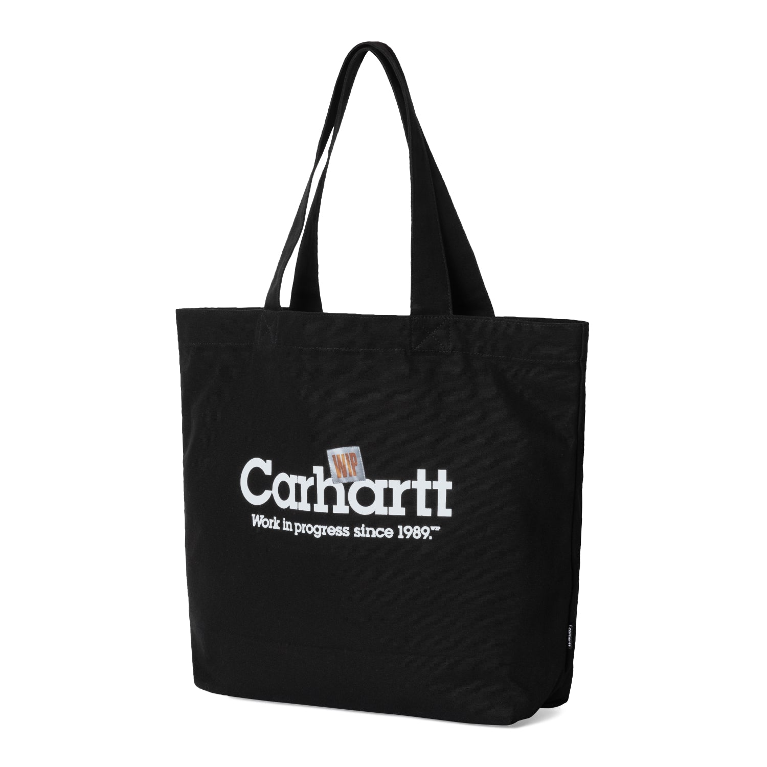 CANVAS GRAPHIC TOTE LARGE - Label Script Print, Black