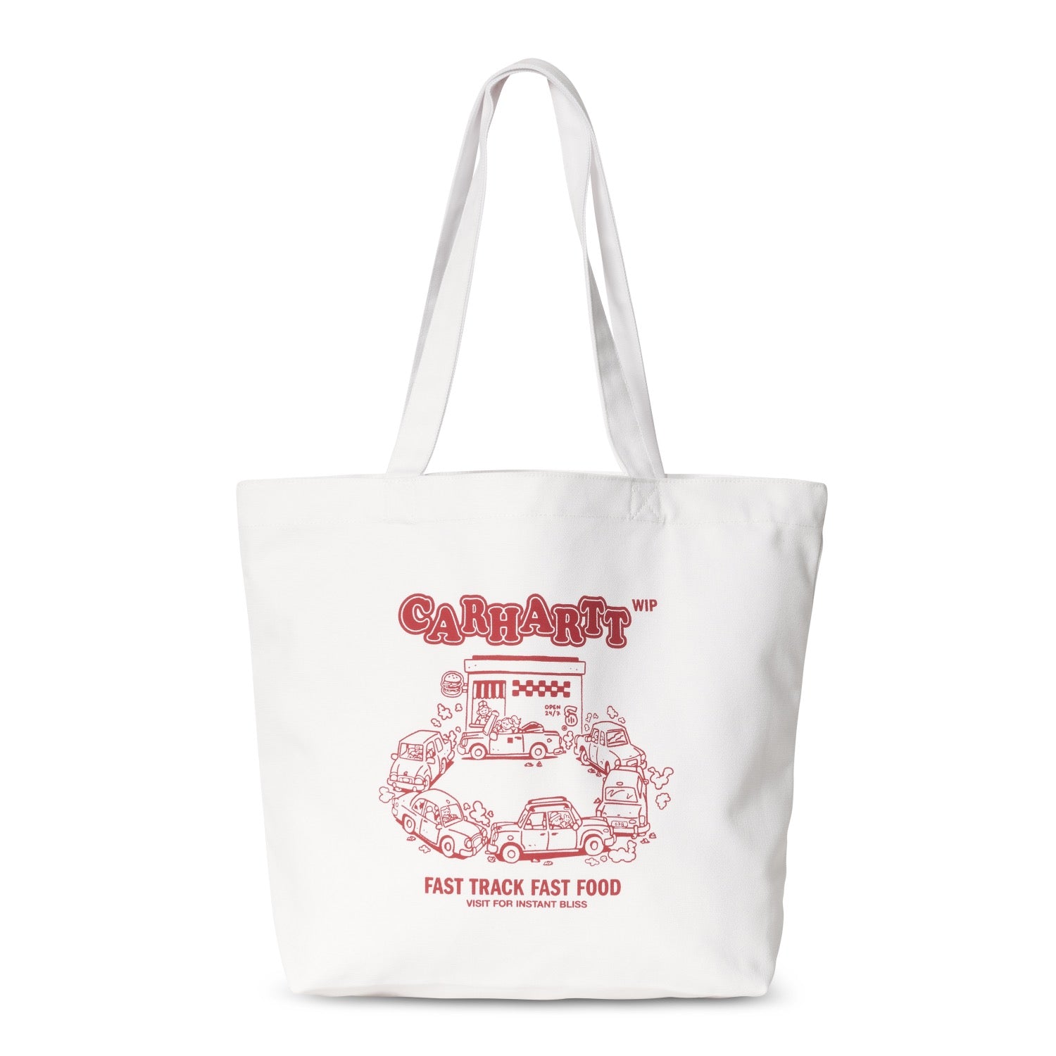 CANVAS GRAPHIC TOTE - Fast Food Print, White