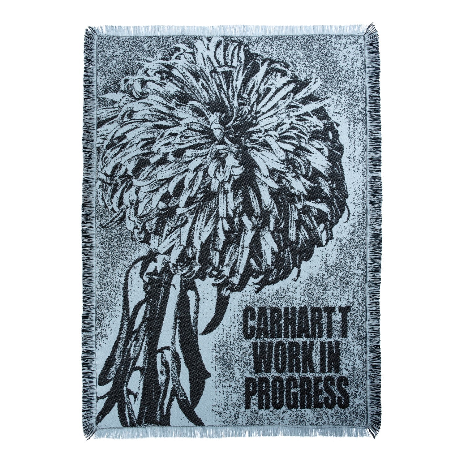 CHRYSANTHEMUM WOVEN BLANKET - Misty Sky / Black