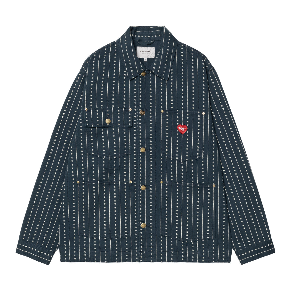 DREWE CHORE COAT - Heart C Pinstripe, Ink / Natural (rinsed) 1