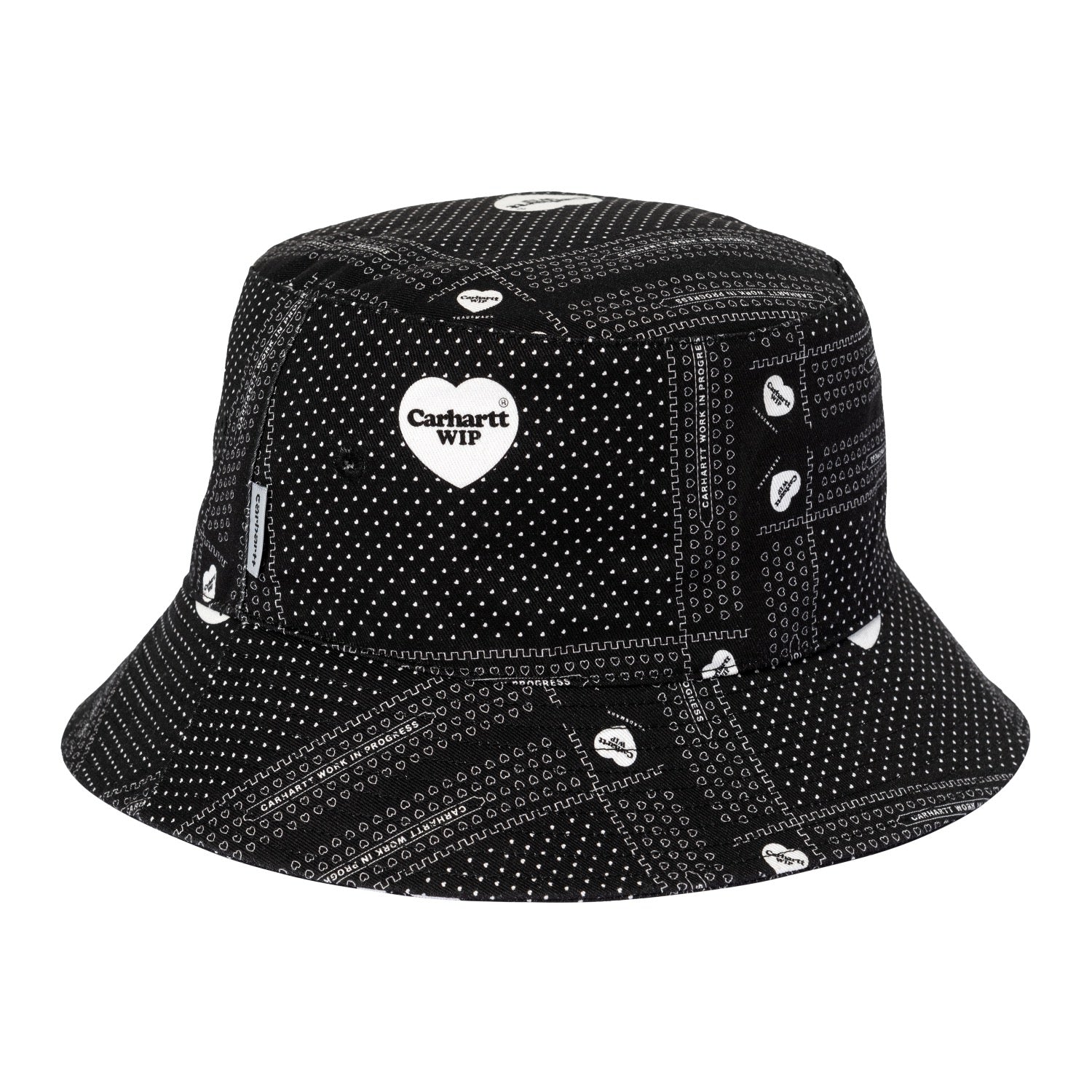 GRAPHIC BUCKET HAT - Heart Bandana AOP, Black
