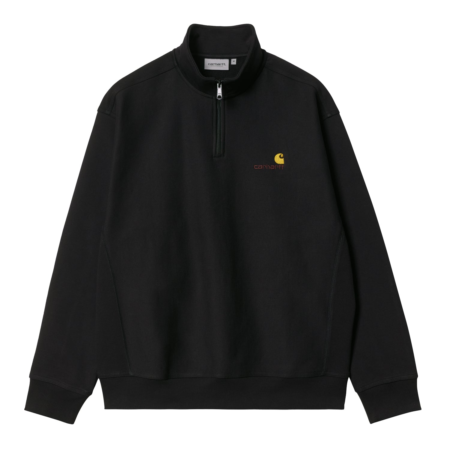 HALF ZIP AMERICAN SCRIPT SWEAT - Black