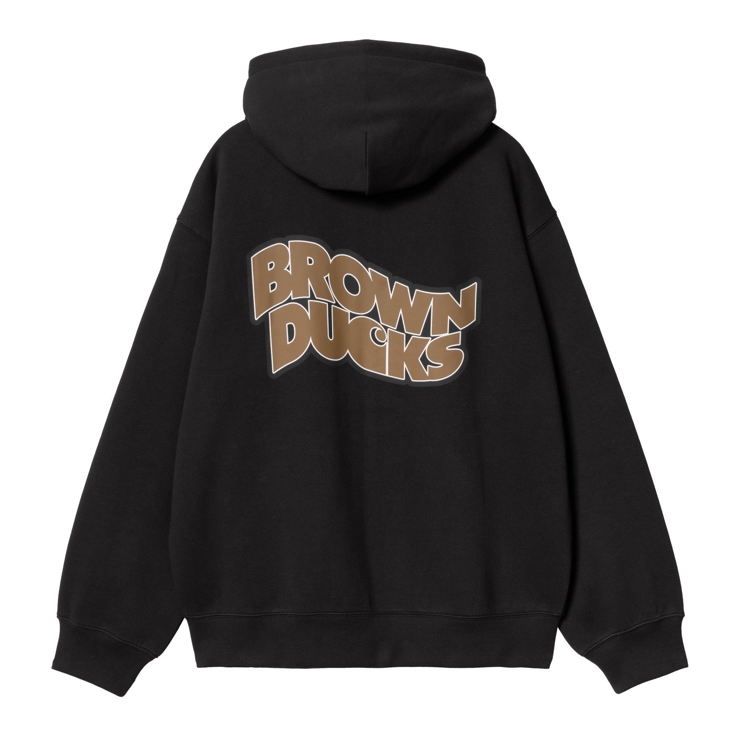 HOODED BROWN DUCKS JACKET - Black