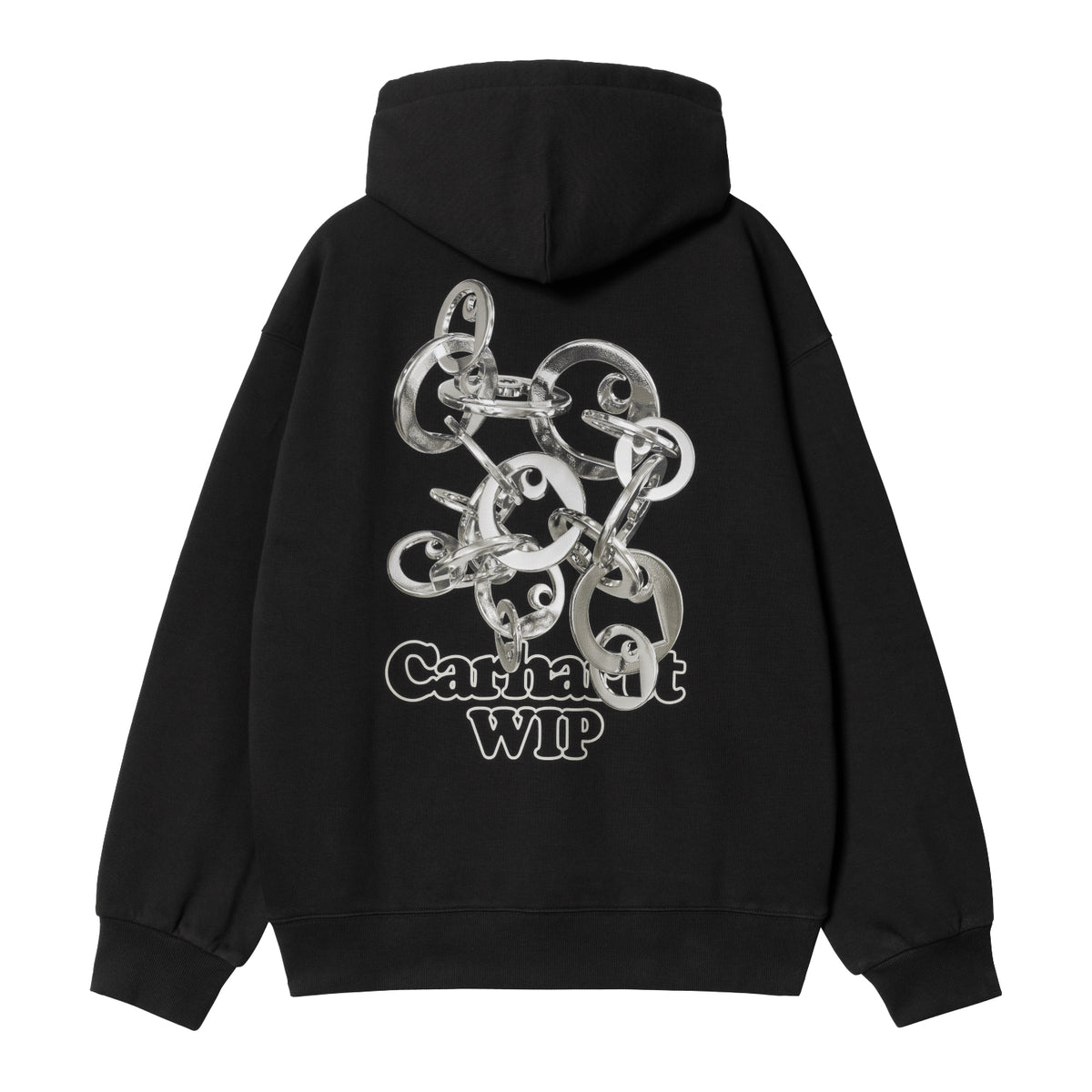 HOODED CHARM LINK SWEAT - Black / Silver (stone washed) 5