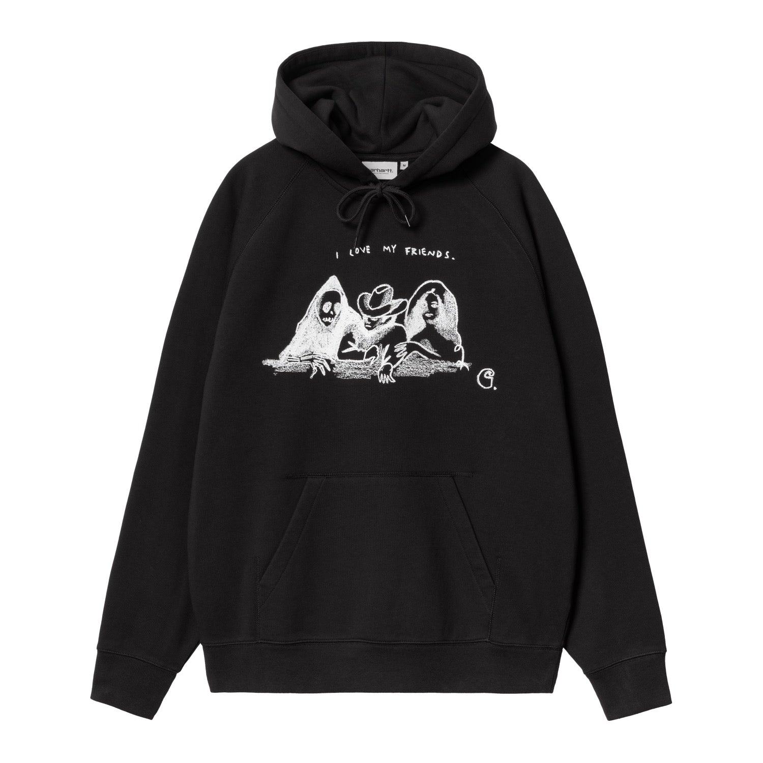 HOODED PEPE FRIENDS SWEAT - Black / White