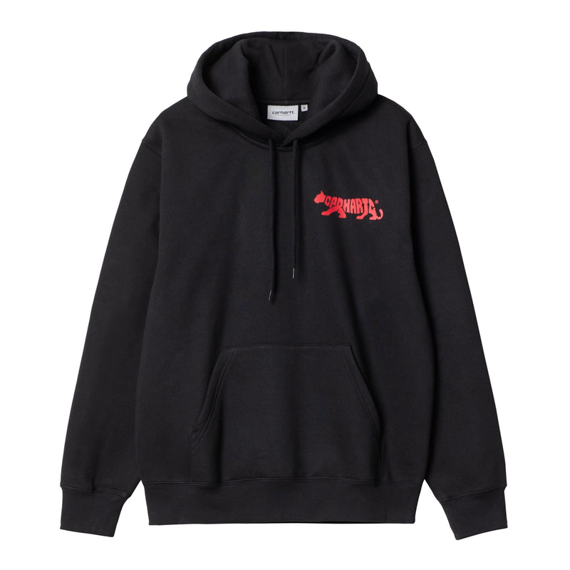 HOODED ONYX SCRIPT SWEAT - Tyrian / Black