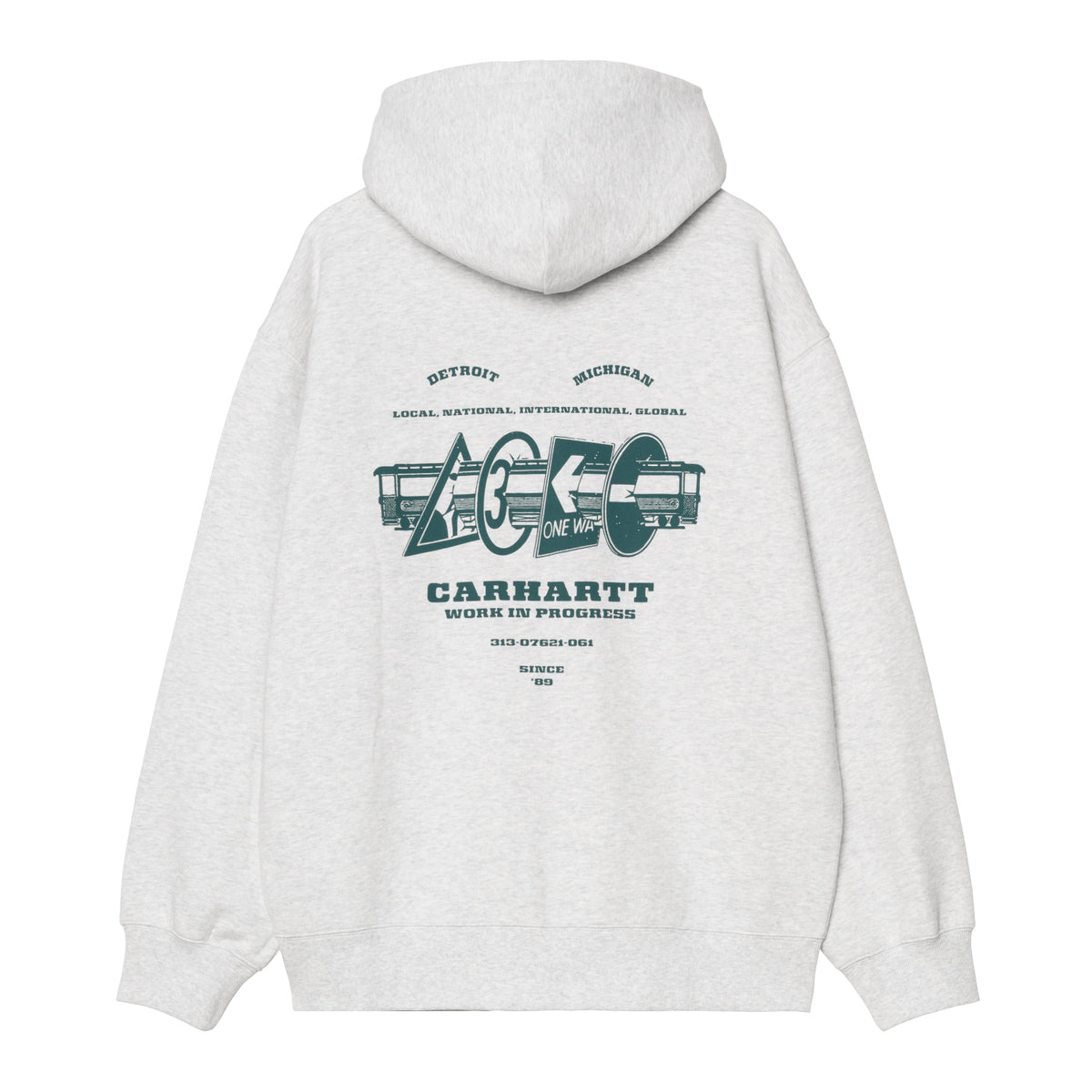 HOODED RUNAWAY SWEAT JACKET - Ash Heather / Malachite (stone washed) 6
