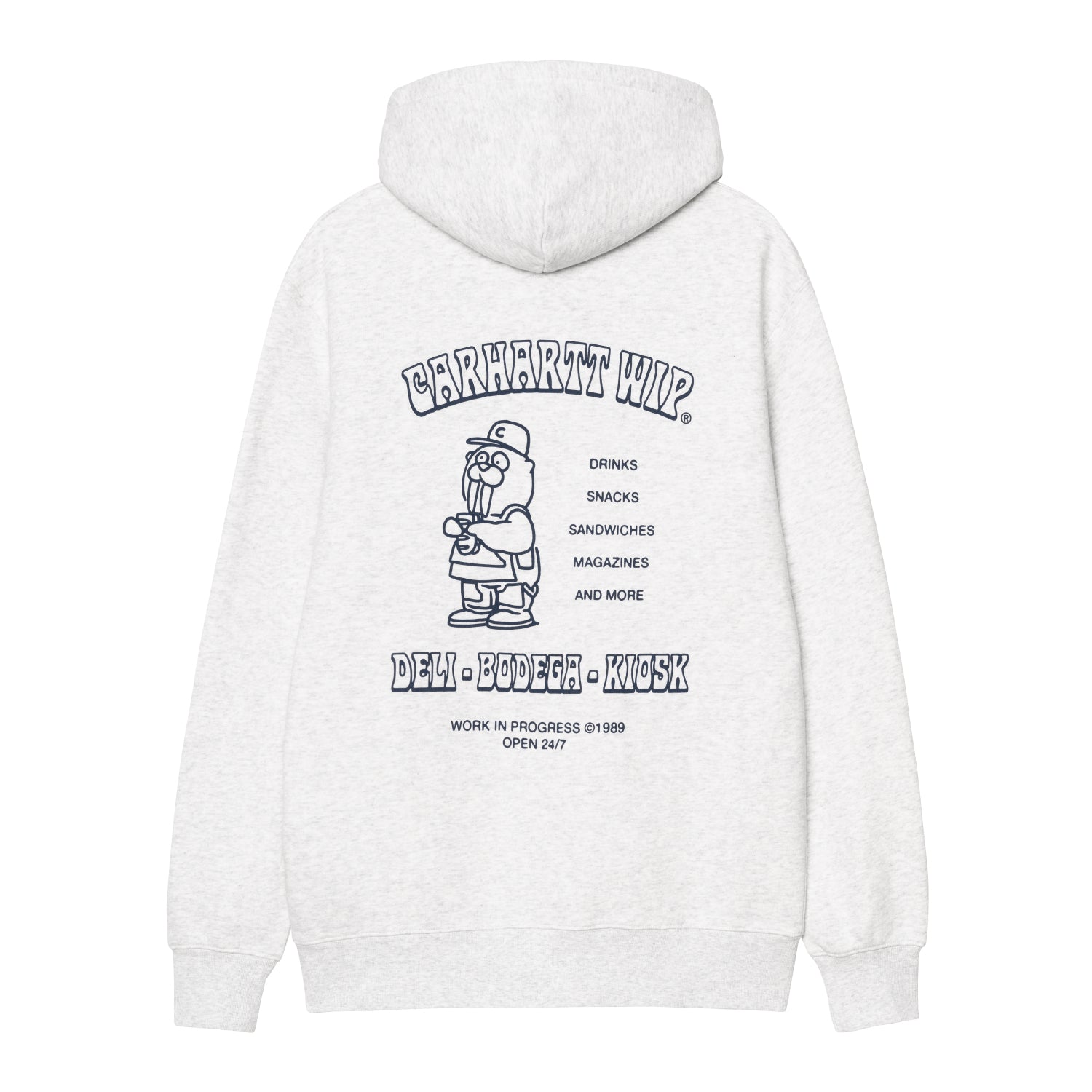 HOODED SANDWICH SWEAT - Ash Heather / Blue