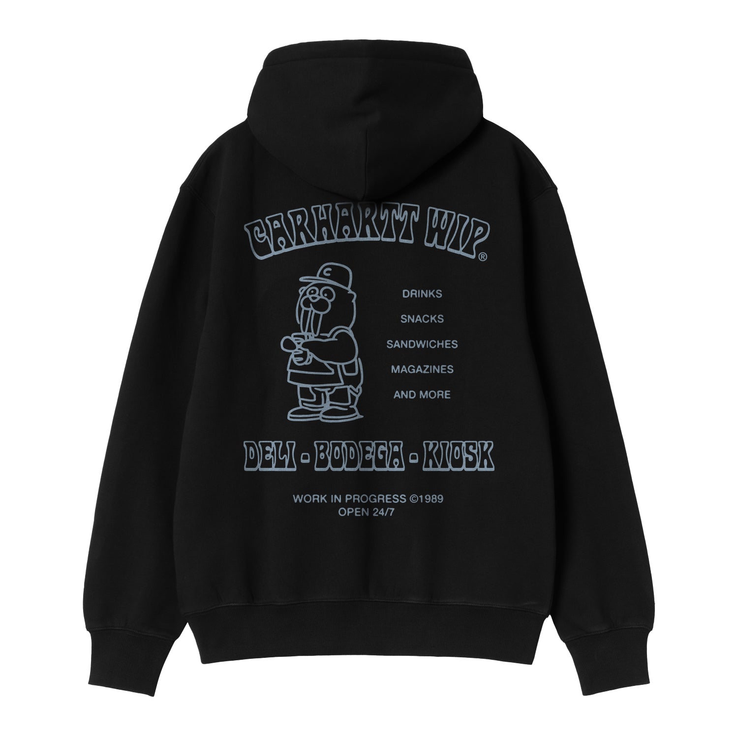 HOODED SANDWICH SWEAT - Black / Blue Fog 5