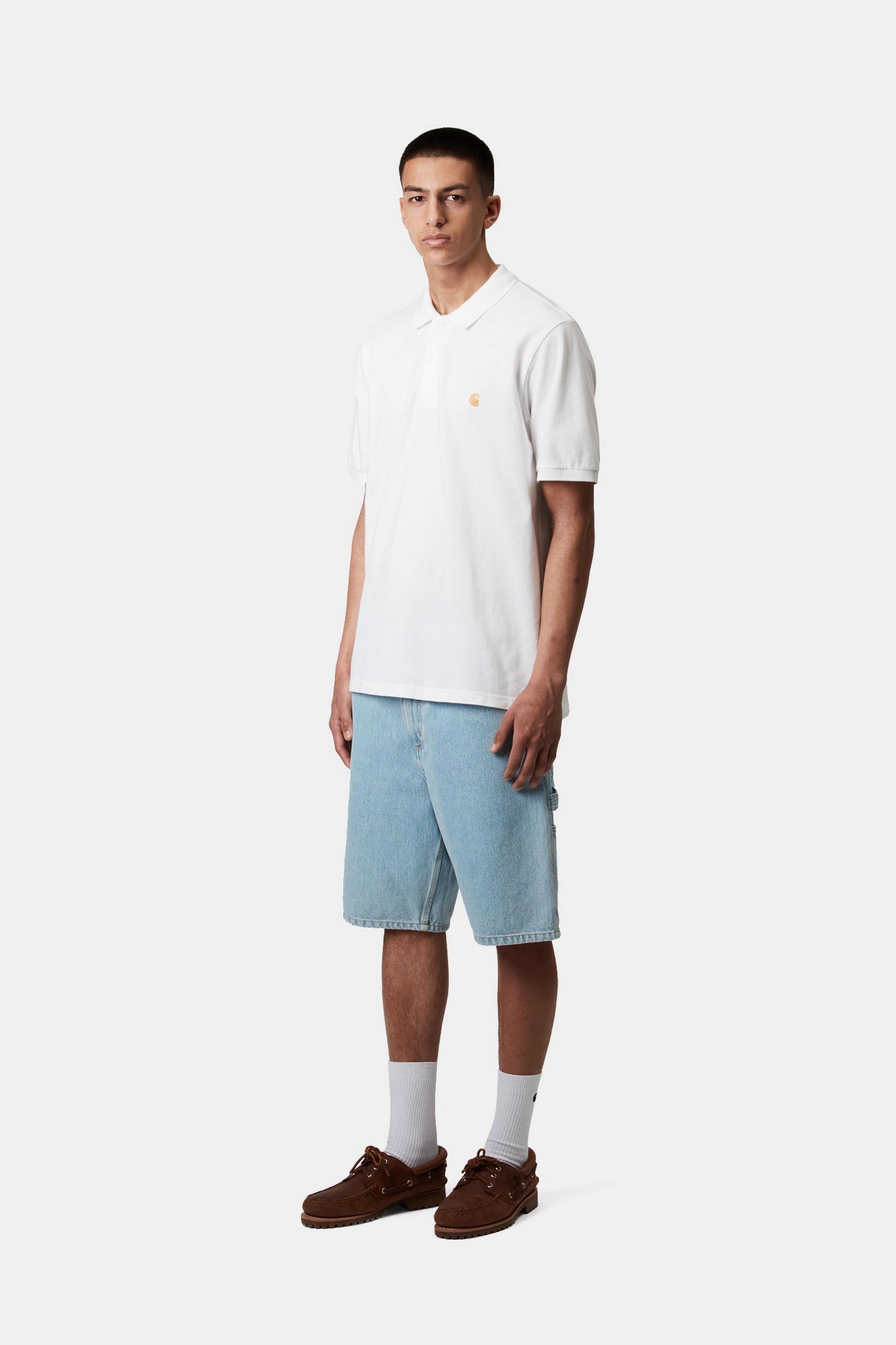 S/S Chase Pique Polo - White / Gold