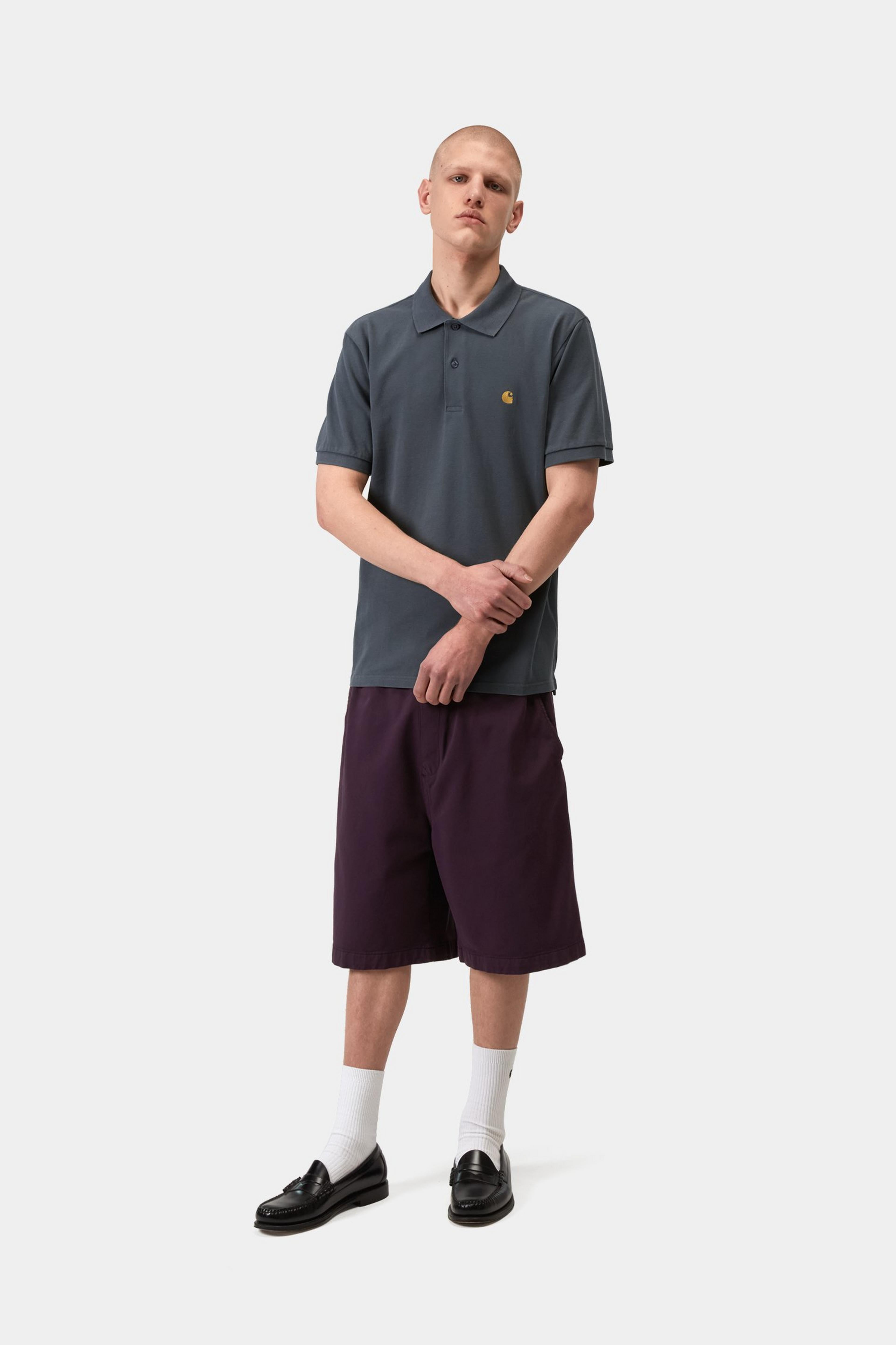 S/S Chase Pique Polo - Cozy Blue / Gold