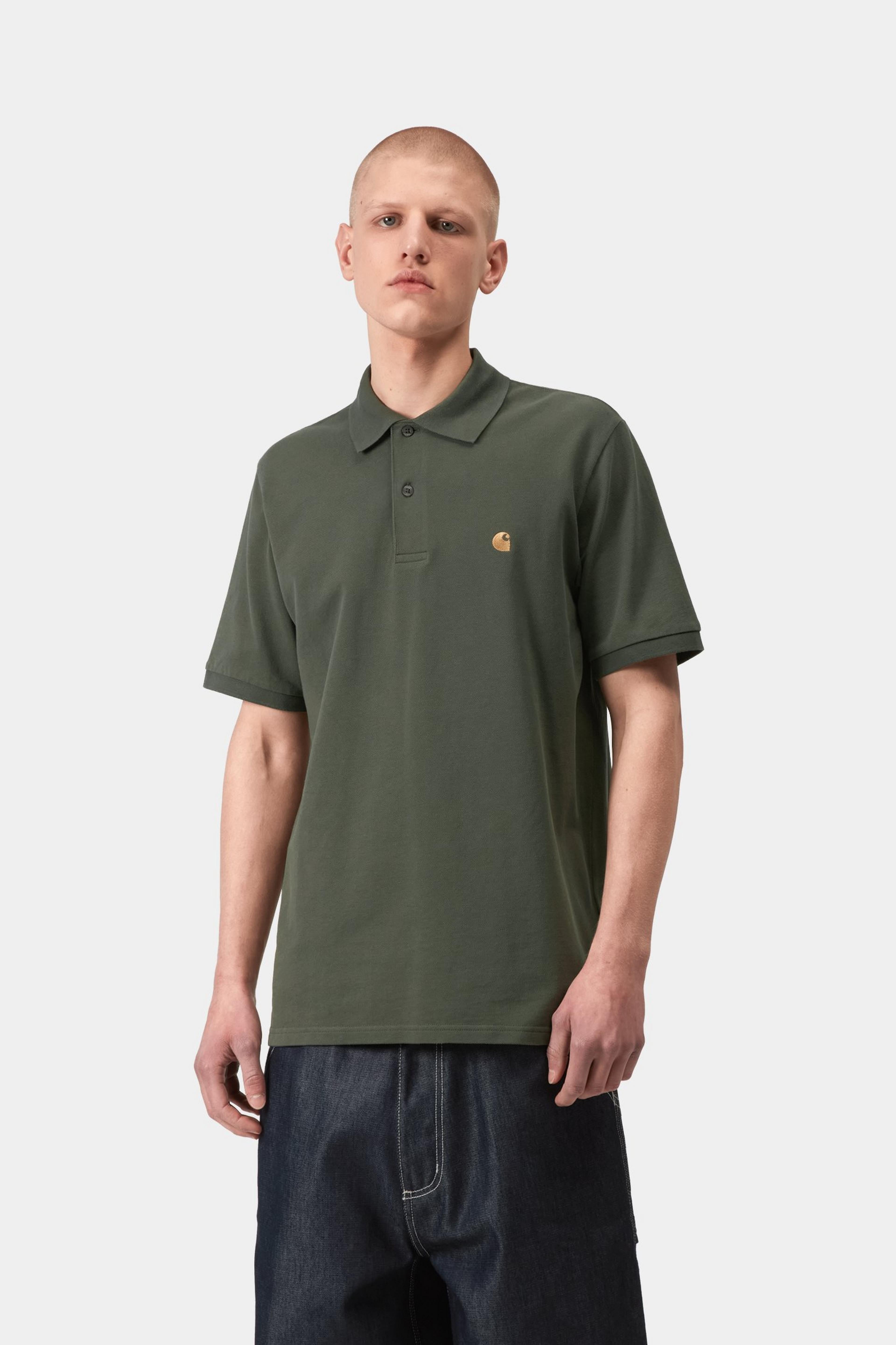 S/S Chase Pique Polo - Leaf / Gold