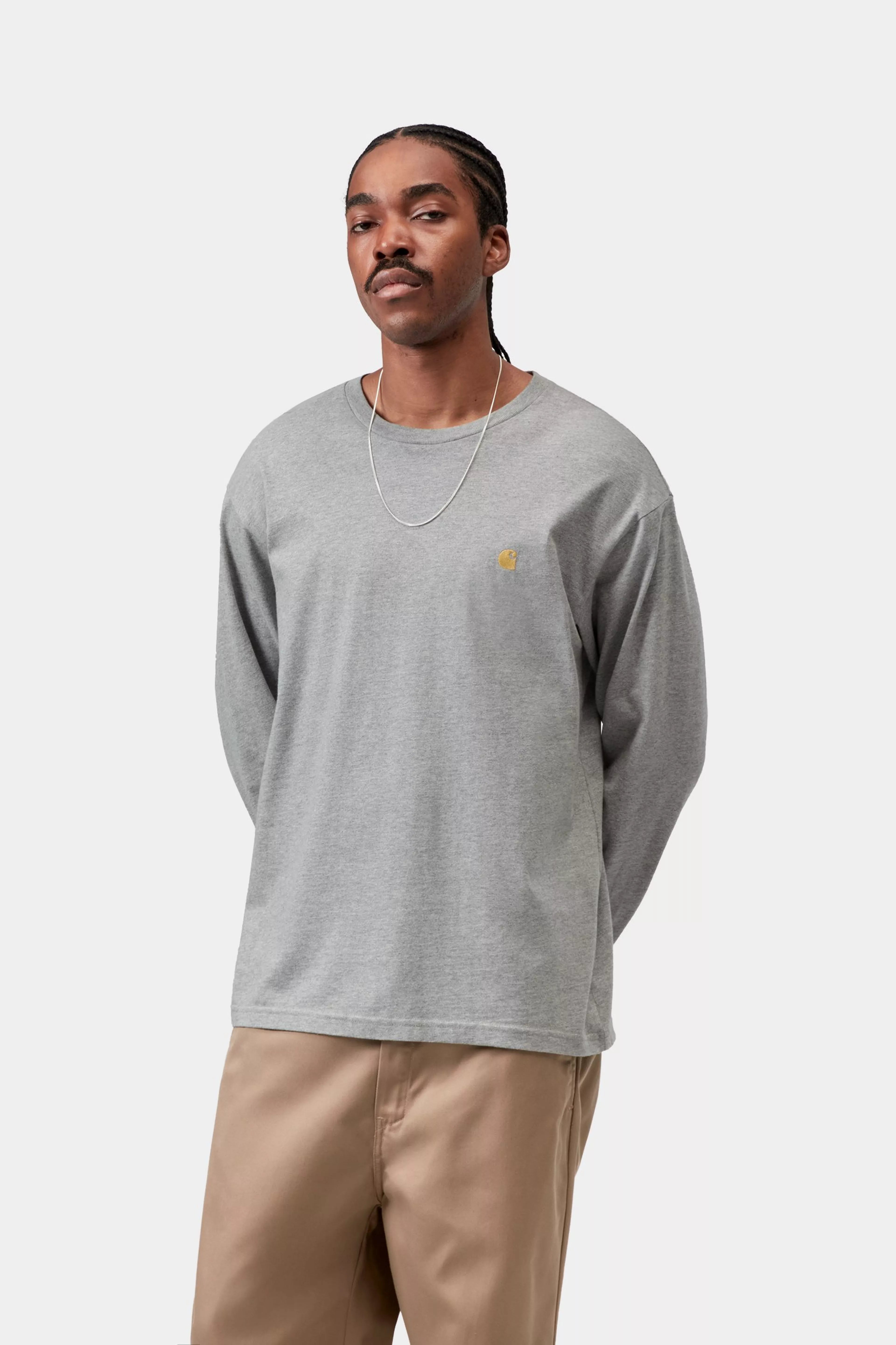 L/S Chase T-Shirt - Grey Heather / Gold 2