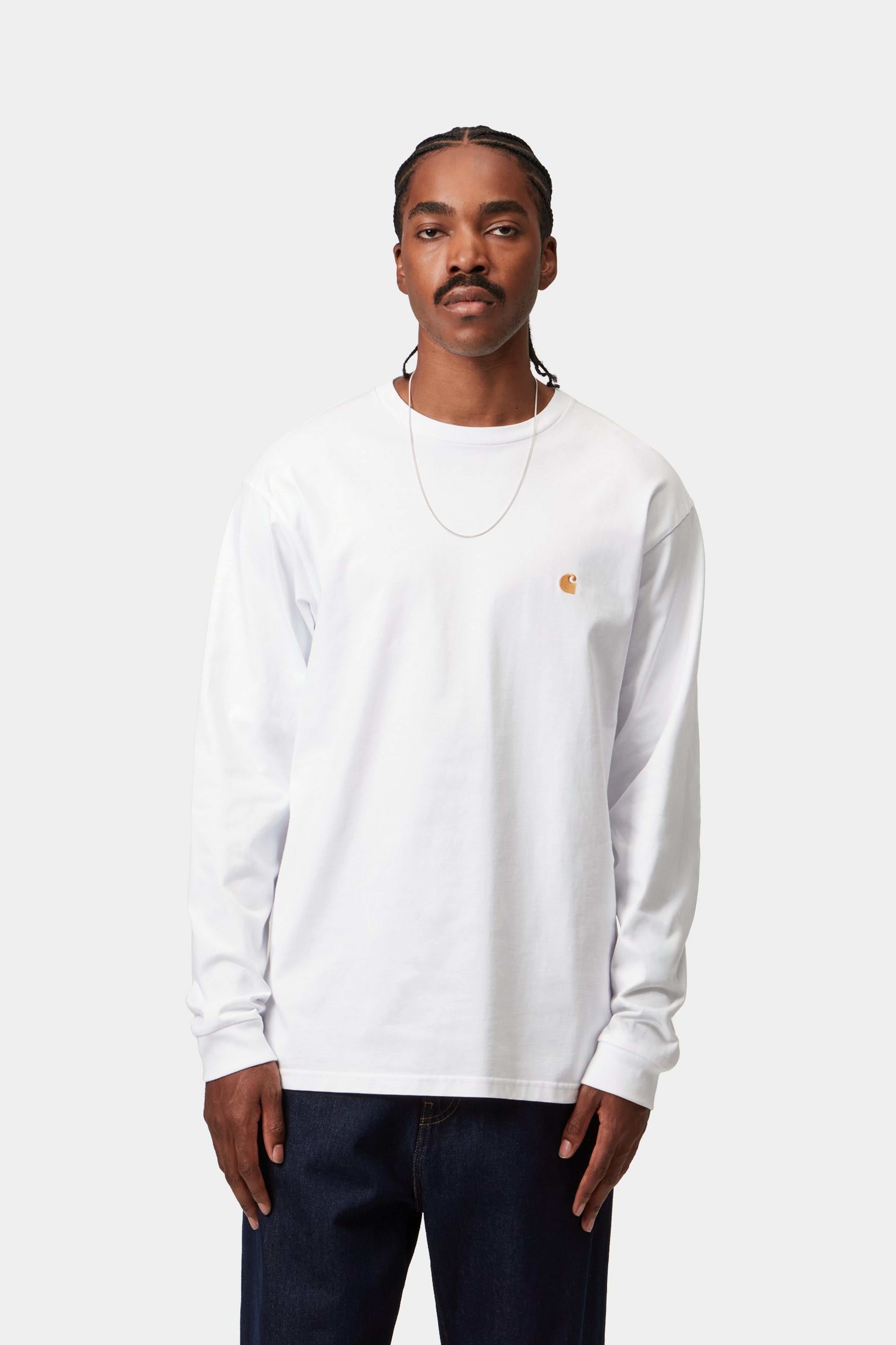 L/S Chase T-Shirt - White / Gold 2