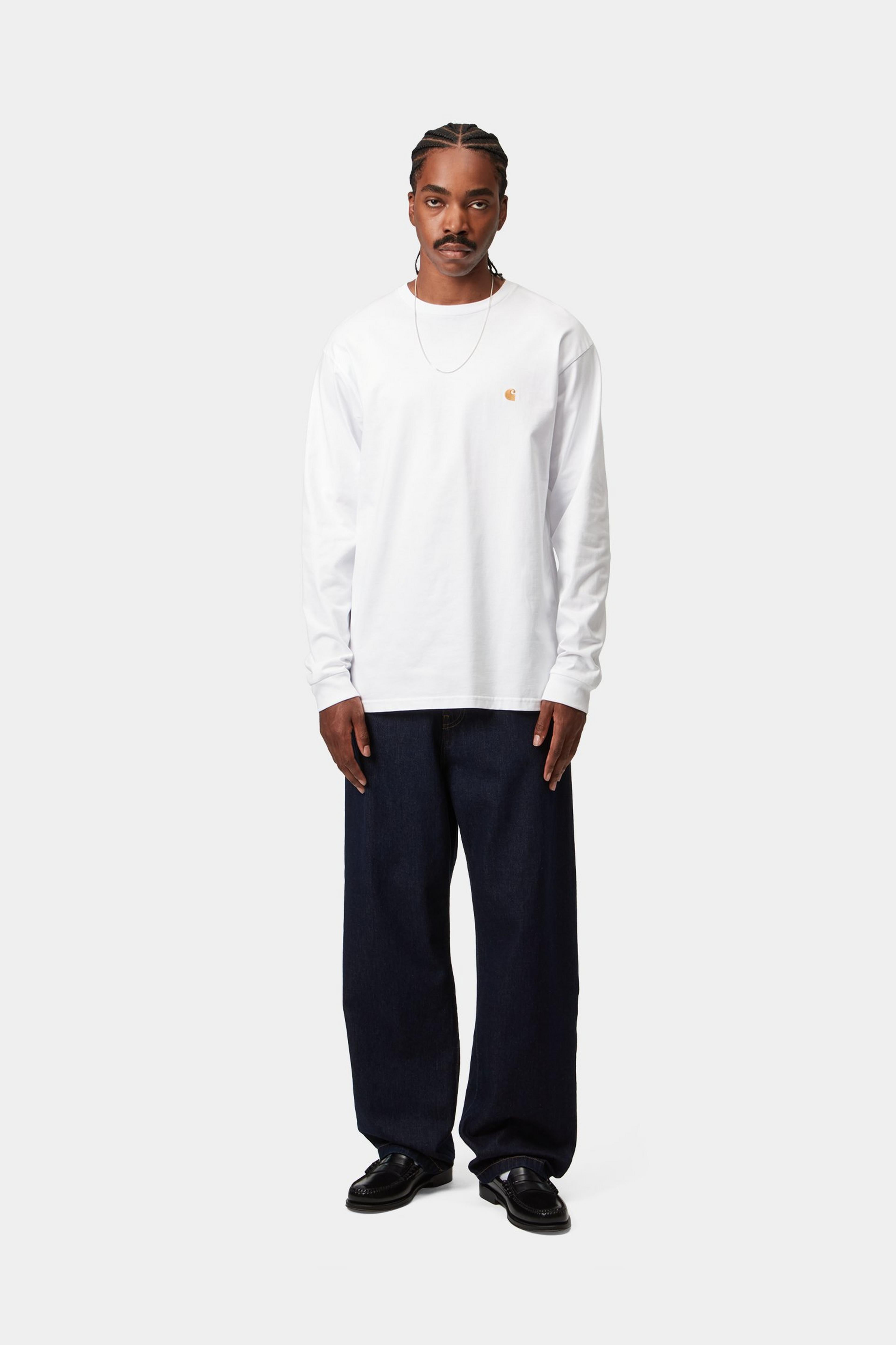 L/S Chase T-Shirt - White / Gold