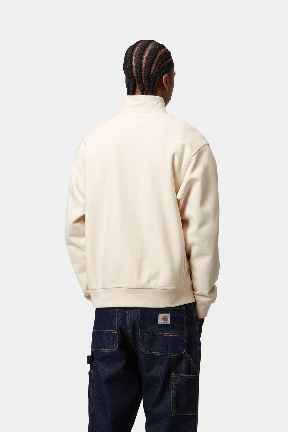 HALF ZIP AMERICAN SCRIPT SWEAT - Natural