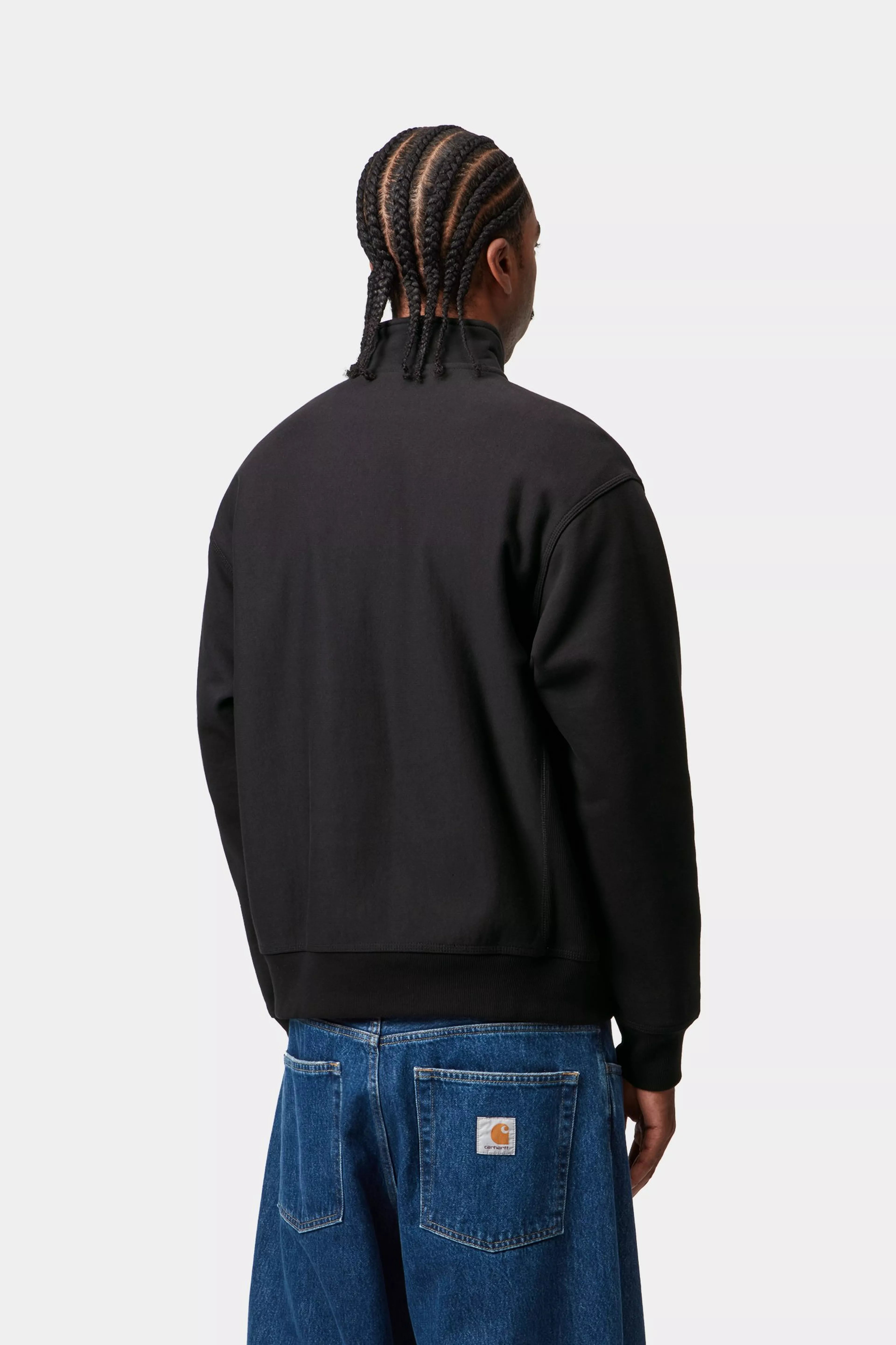 HALF ZIP AMERICAN SCRIPT SWEAT - Black