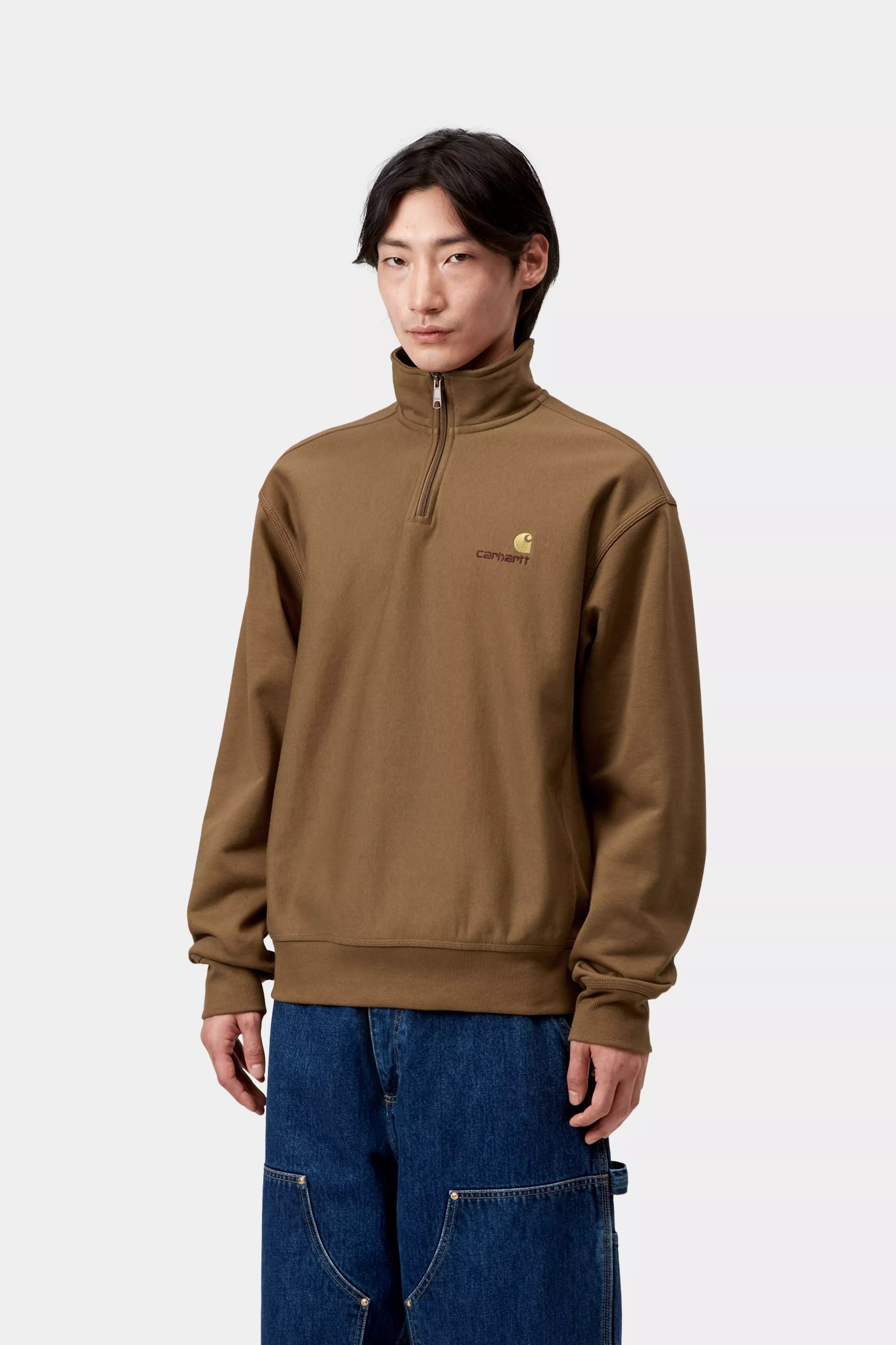 HALF ZIP AMERICAN SCRIPT SWEAT - Hamilton Brown