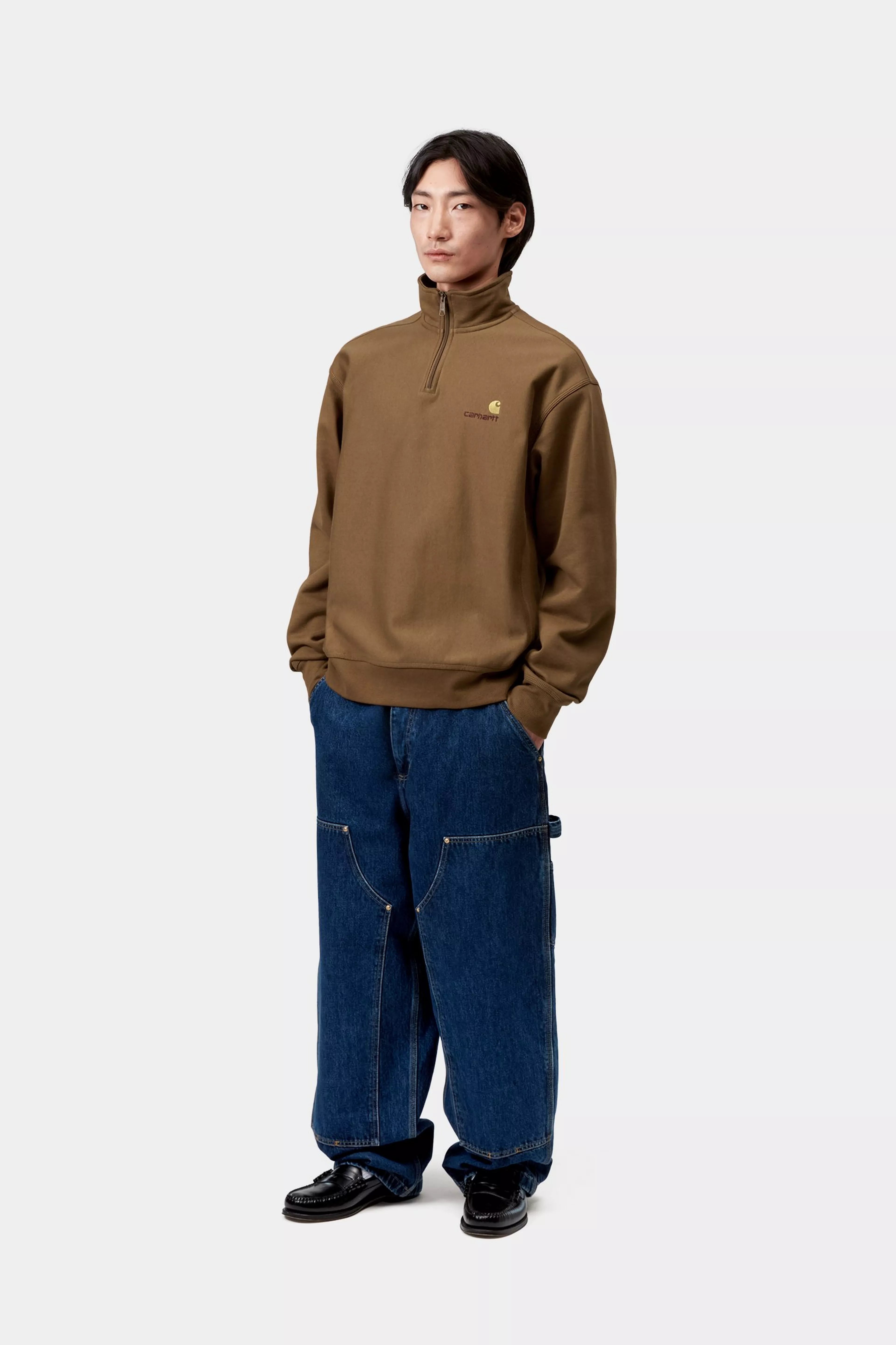 HALF ZIP AMERICAN SCRIPT SWEAT - Hamilton Brown