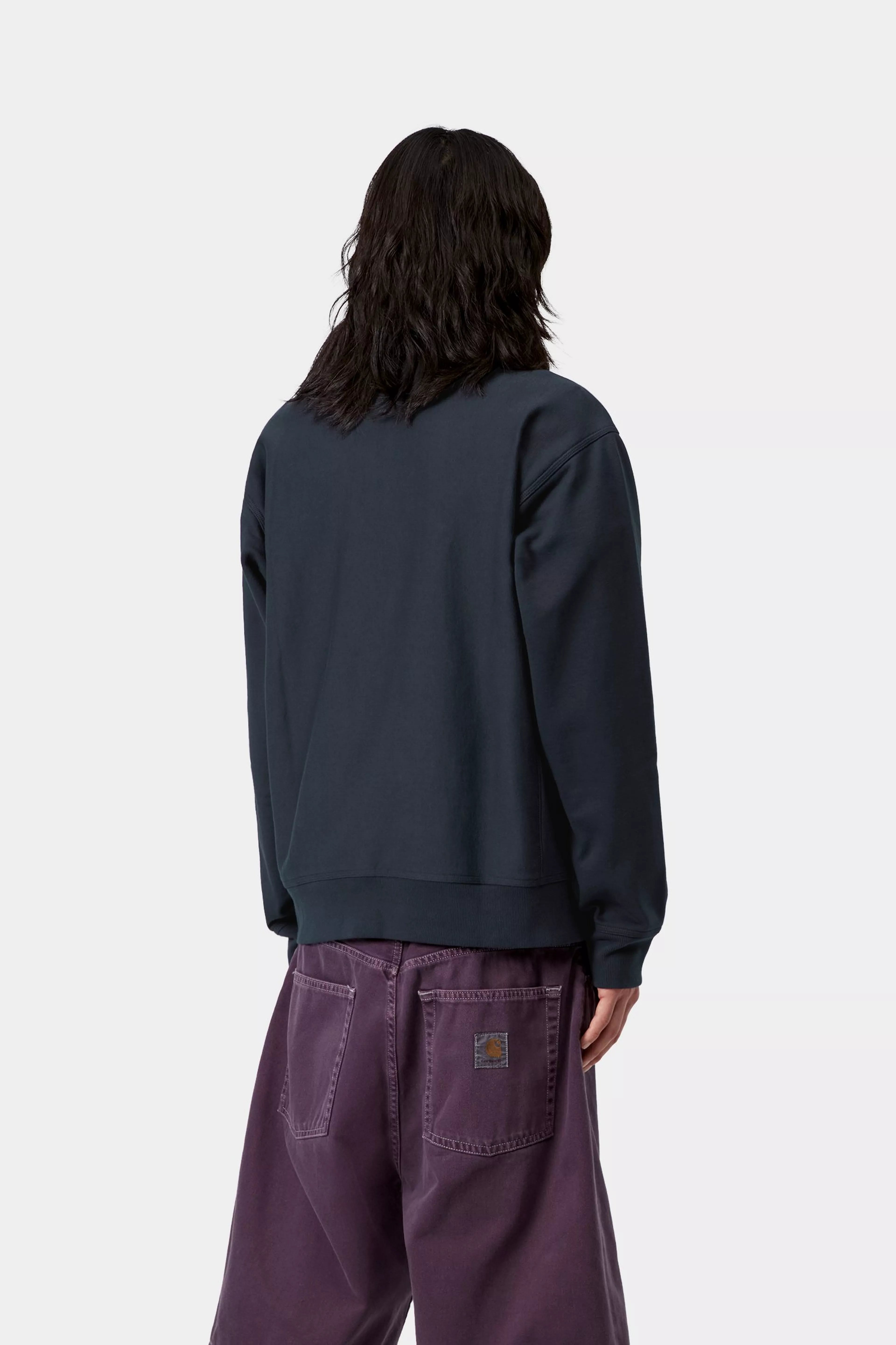 Half Zip American Script Sweat - Deep Night