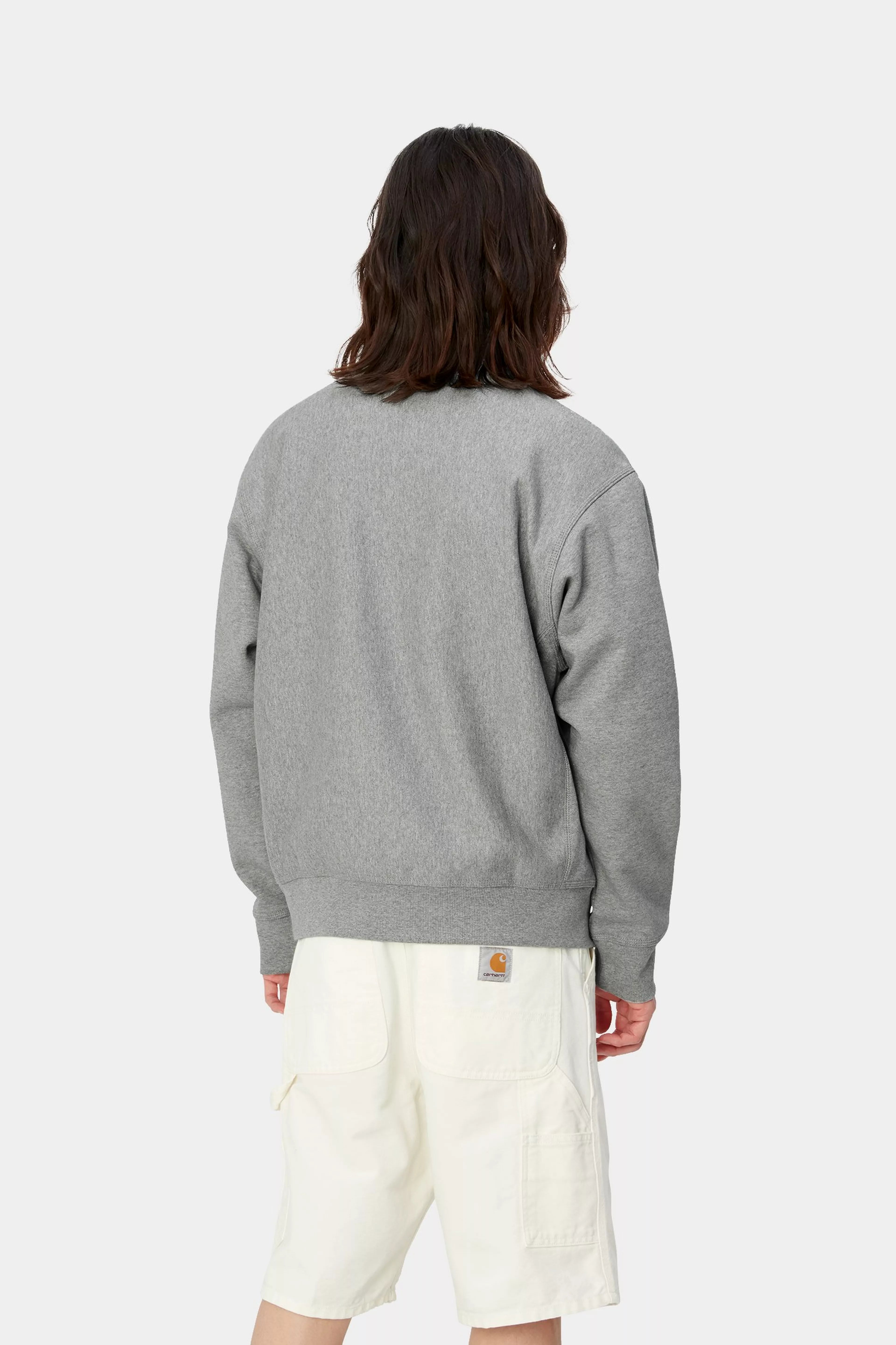 HALF ZIP AMERICAN SCRIPT SWEAT - Grey Heather