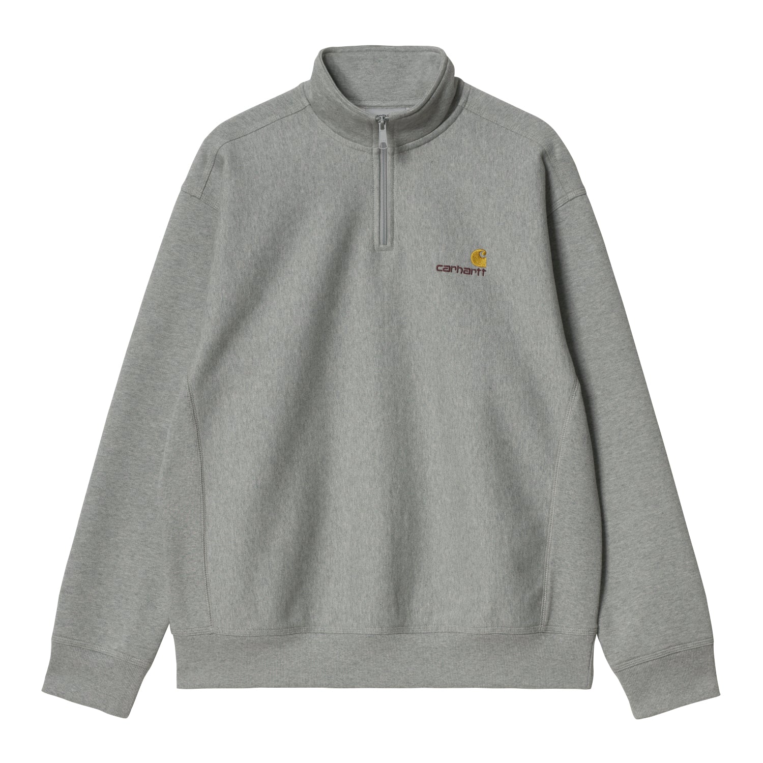 HALF ZIP AMERICAN SCRIPT SWEAT - Grey Heather