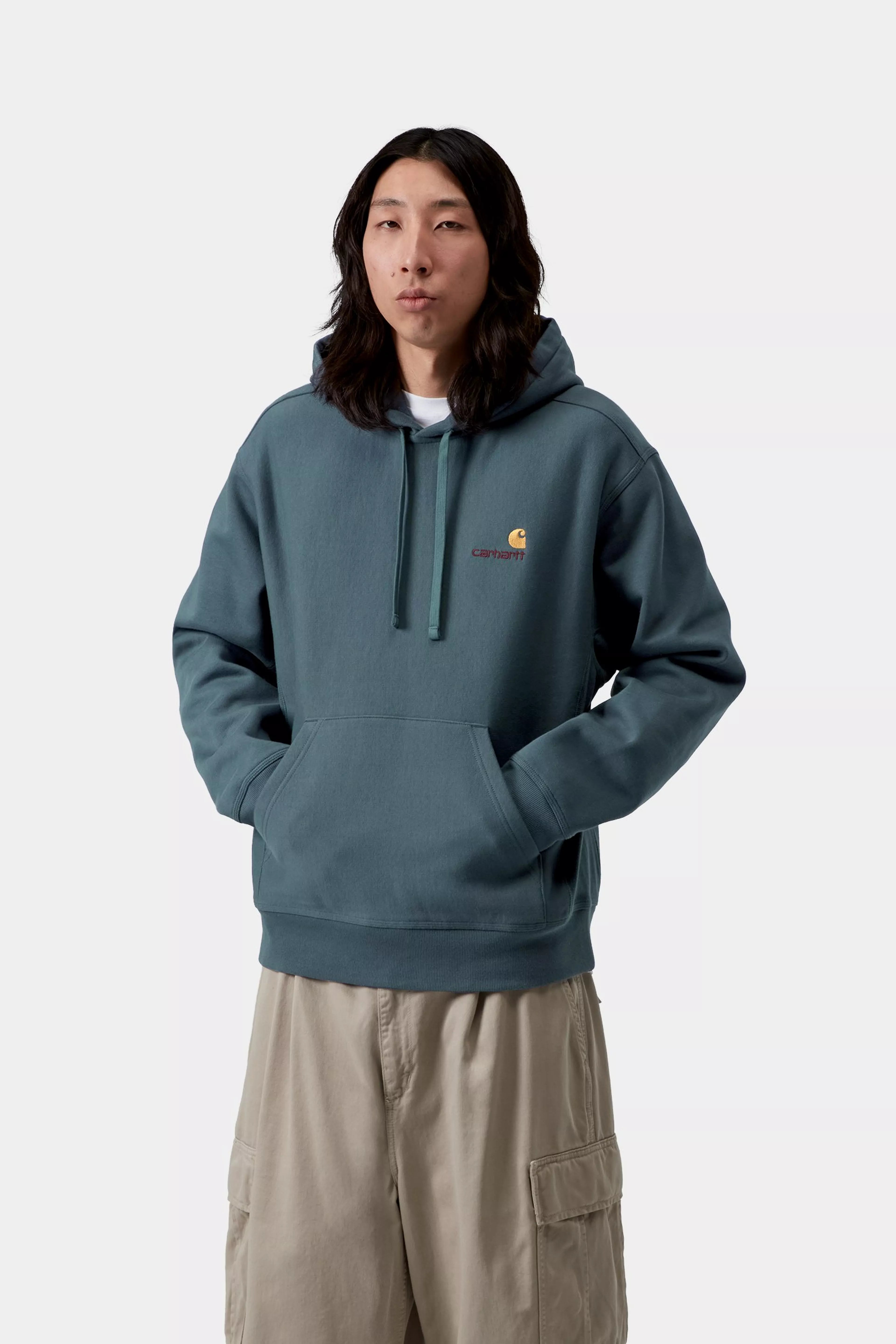 Hooded American Script Sweat - Office Blue 2