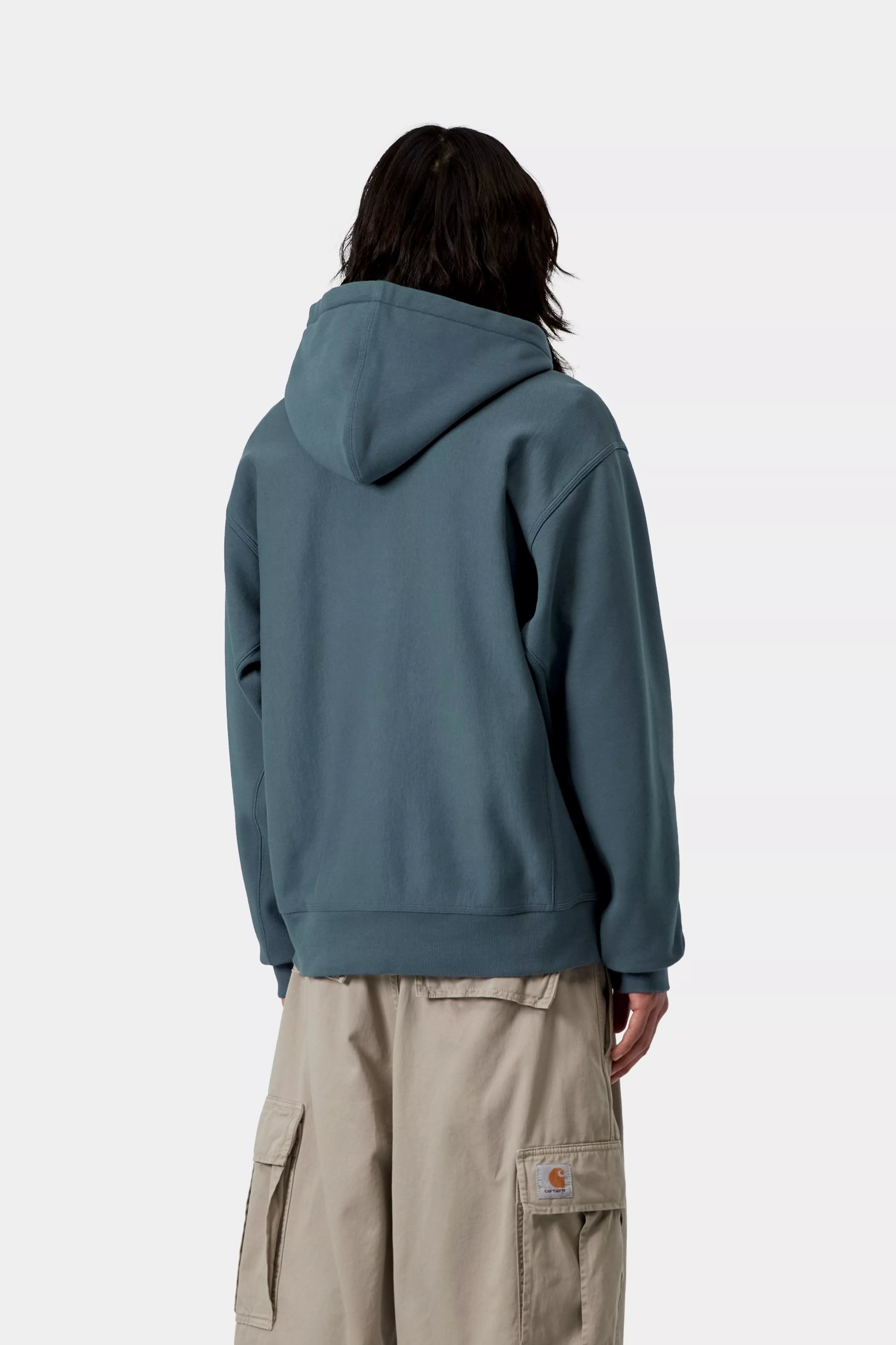 Hooded American Script Sweat - Office Blue 3