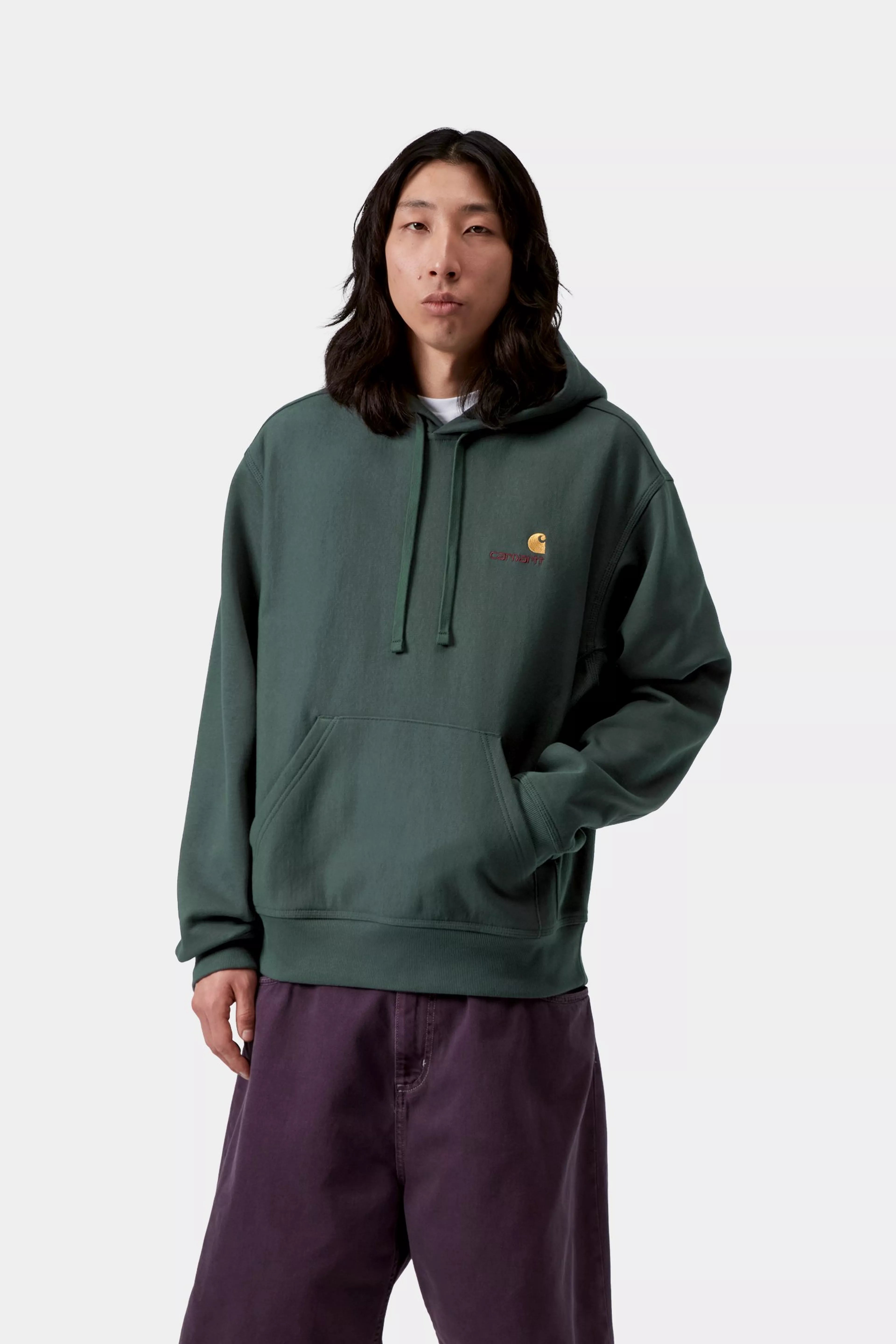 Hooded American Script Sweat - Kale Green