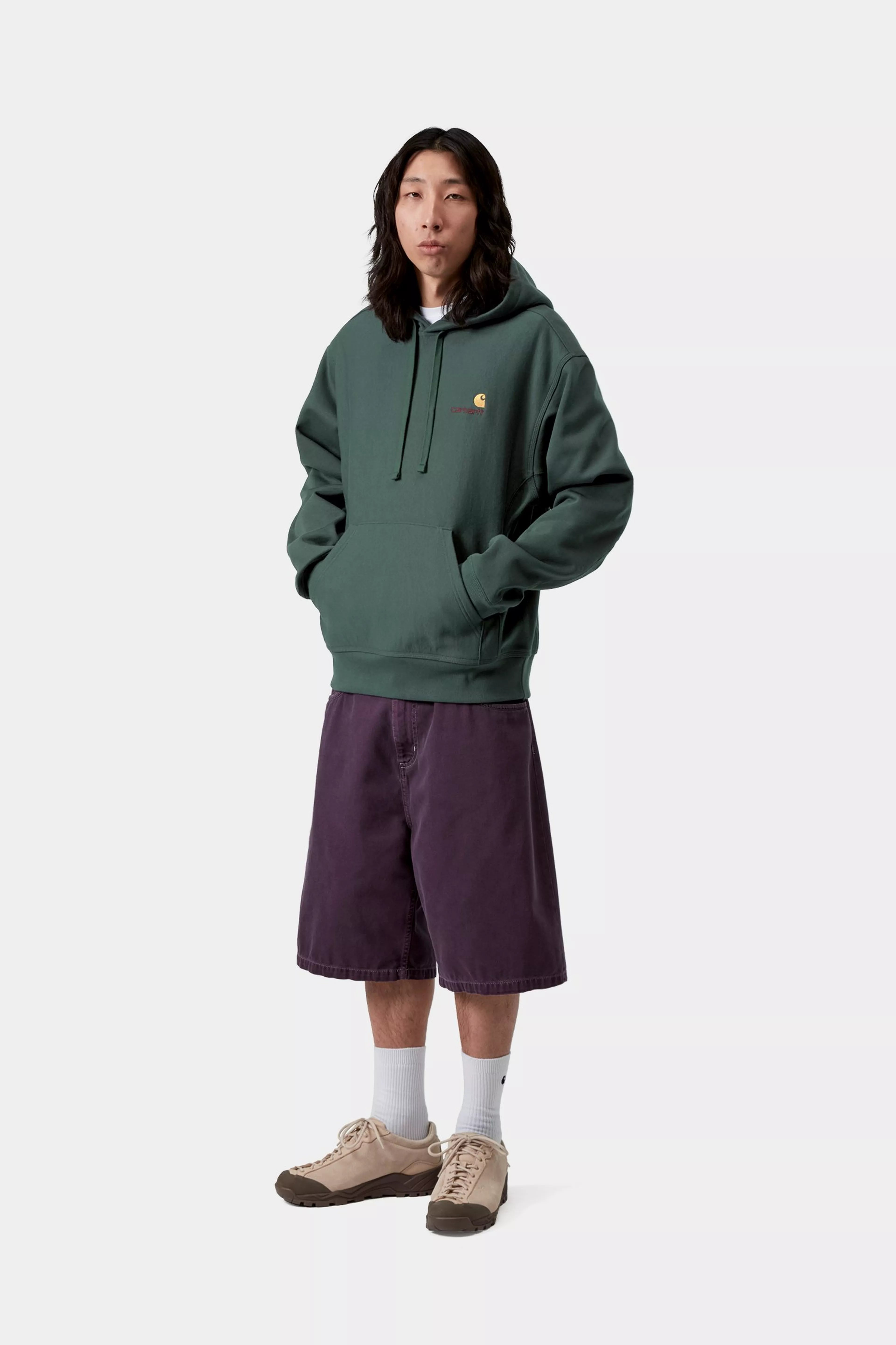 Hooded American Script Sweat - Kale Green