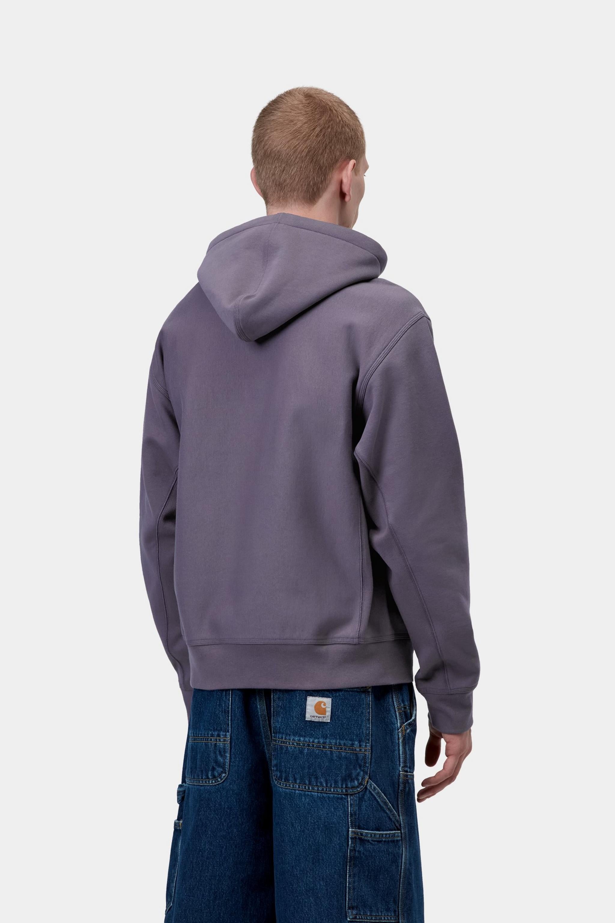 Hooded American Script Sweat - Shady Purple