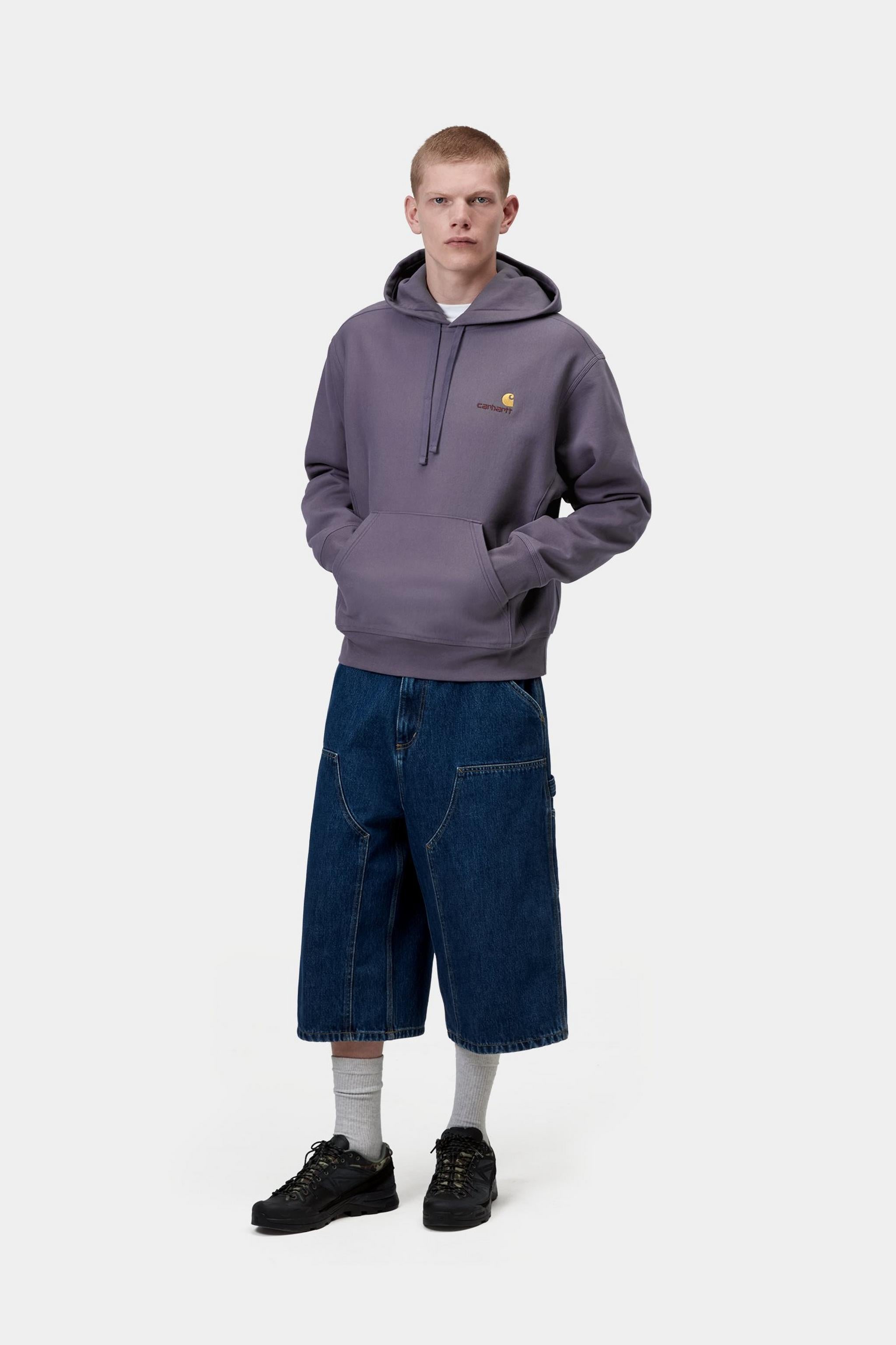 Hooded American Script Sweat - Shady Purple
