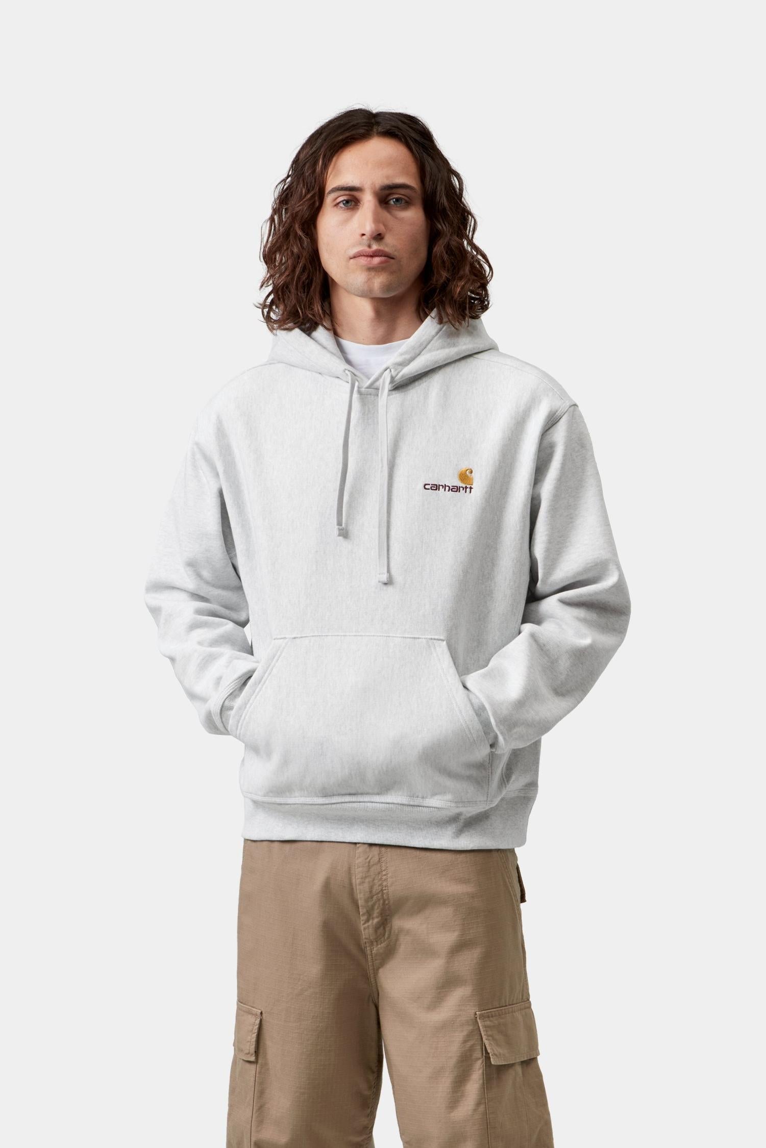 Hooded American Script Sweat - Ash Heather