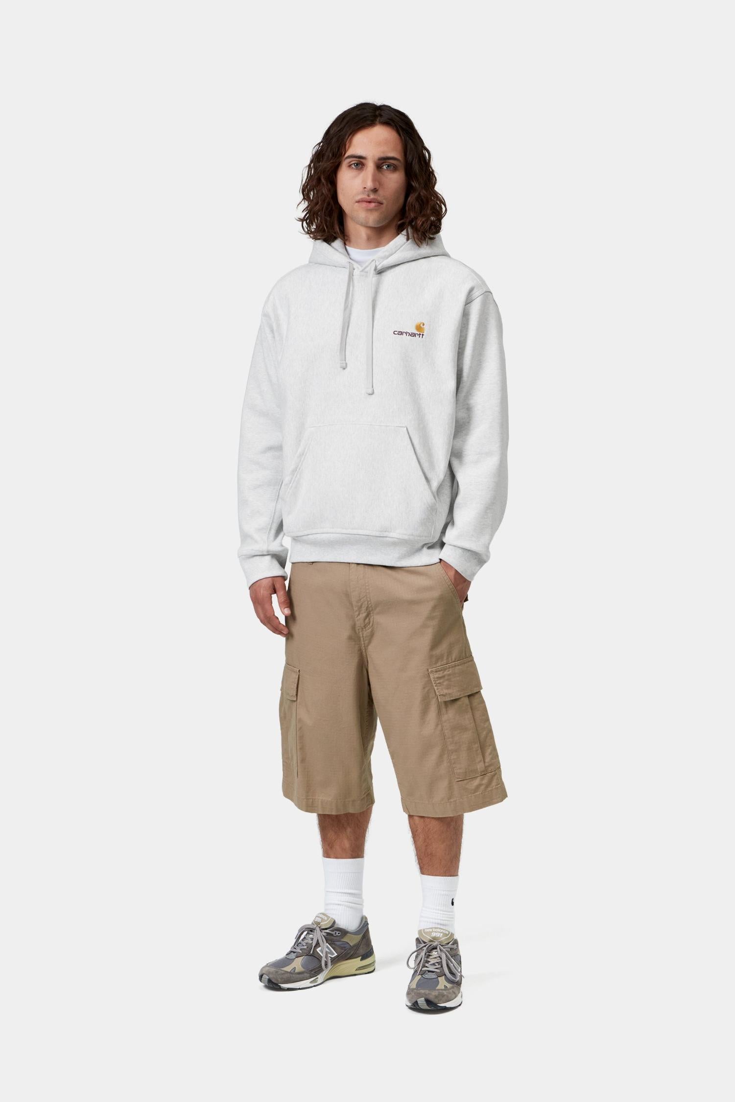 Hooded American Script Sweat - Ash Heather