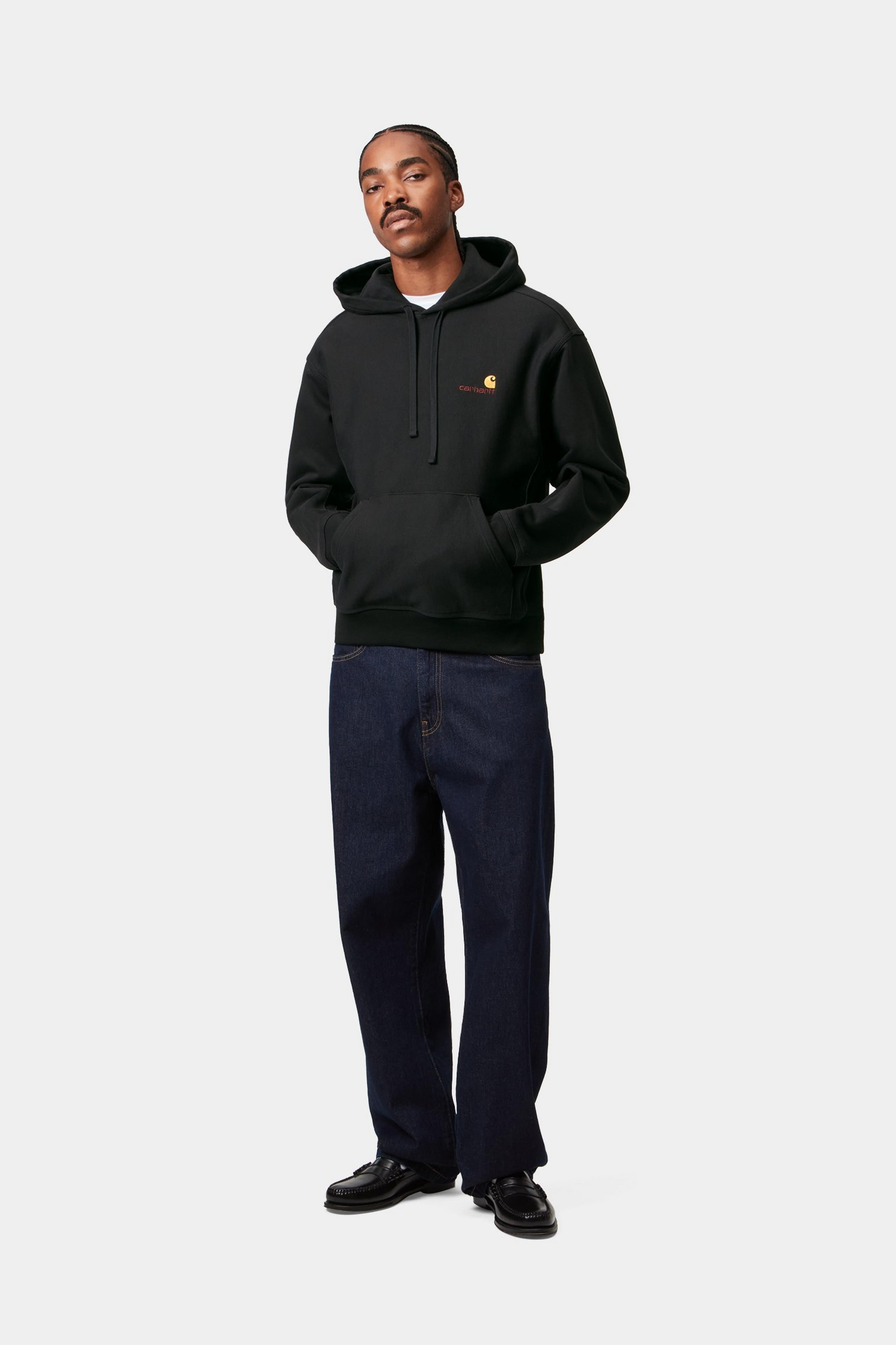 Hooded American Script Sweat - Black