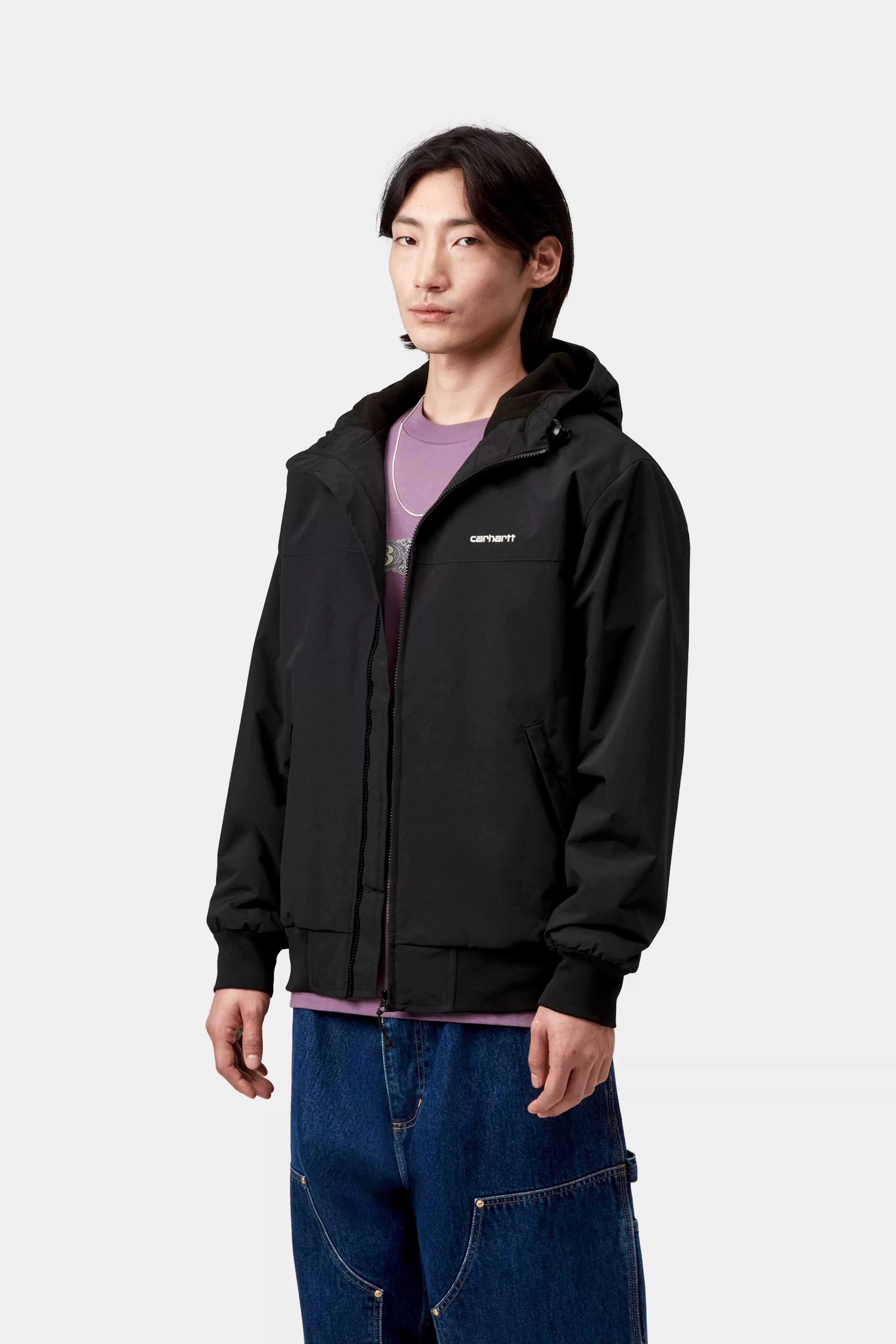 HOODED SAIL JACKET - Black / White