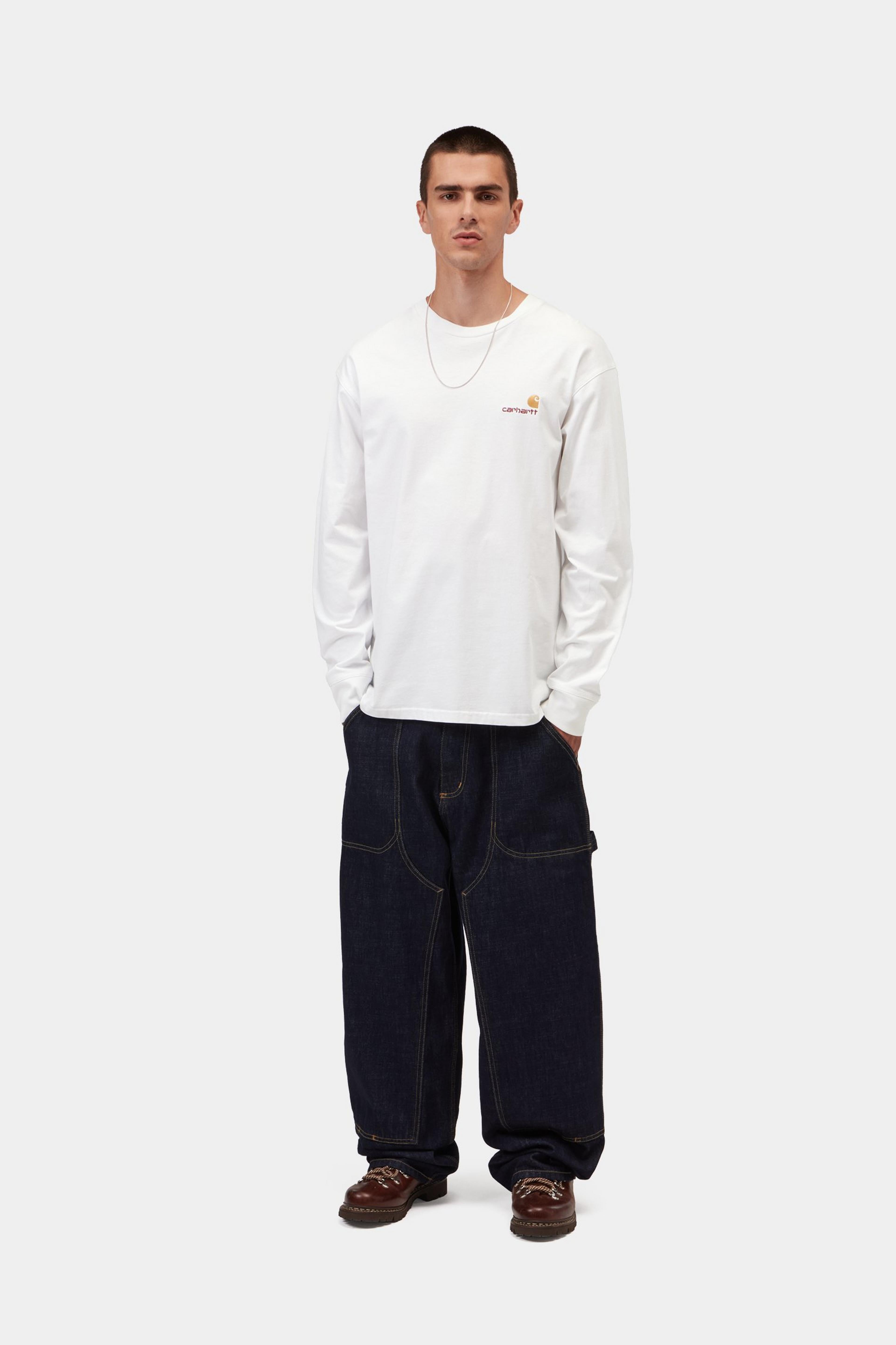 L/S American Script T-Shirt - White