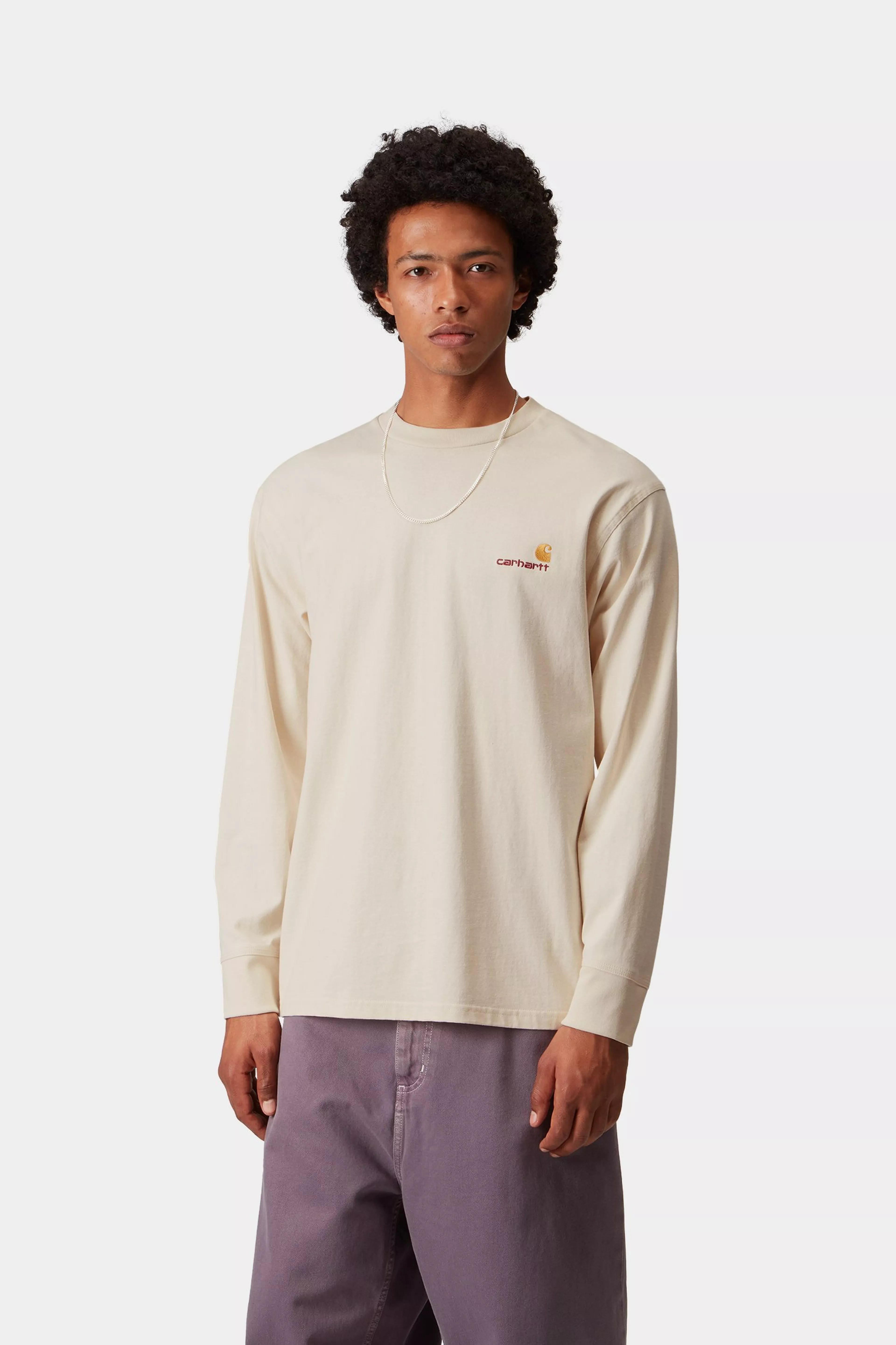 L/S American Script T-Shirt - Natural 2