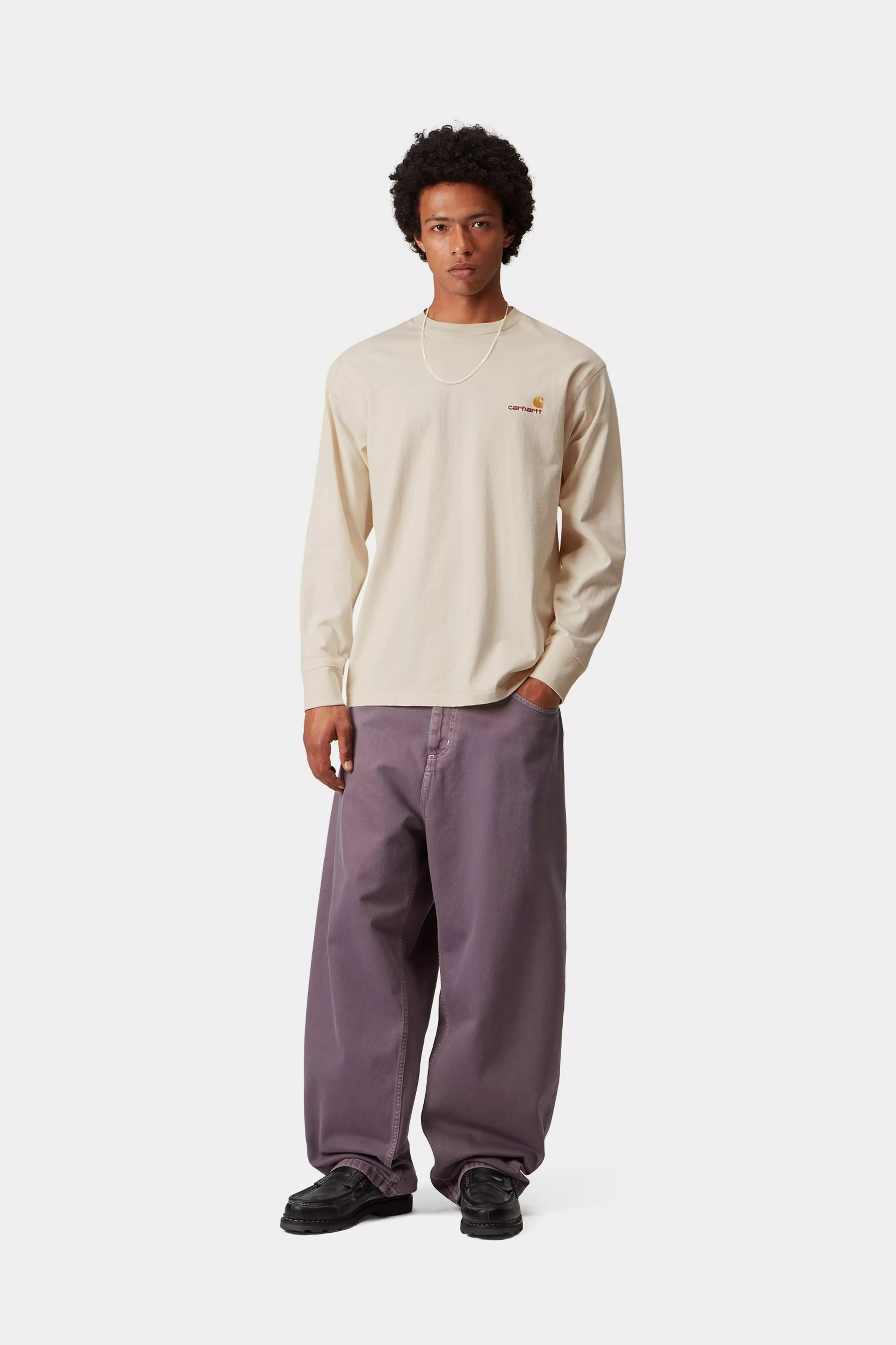 L/S American Script T-Shirt - Natural